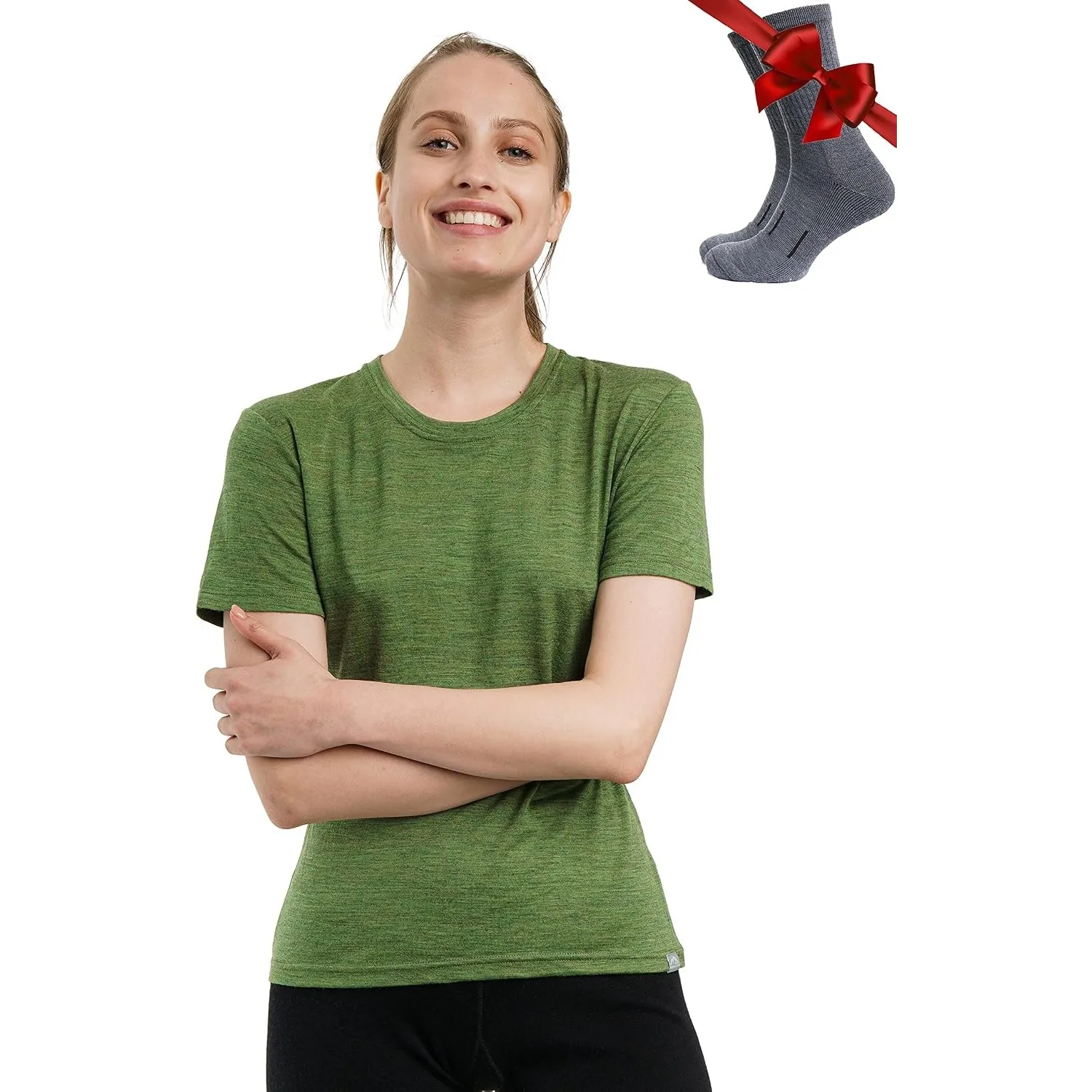 Merino.tech 100% Merino Shirt Damen Wandern & Alltag + Wandersocken