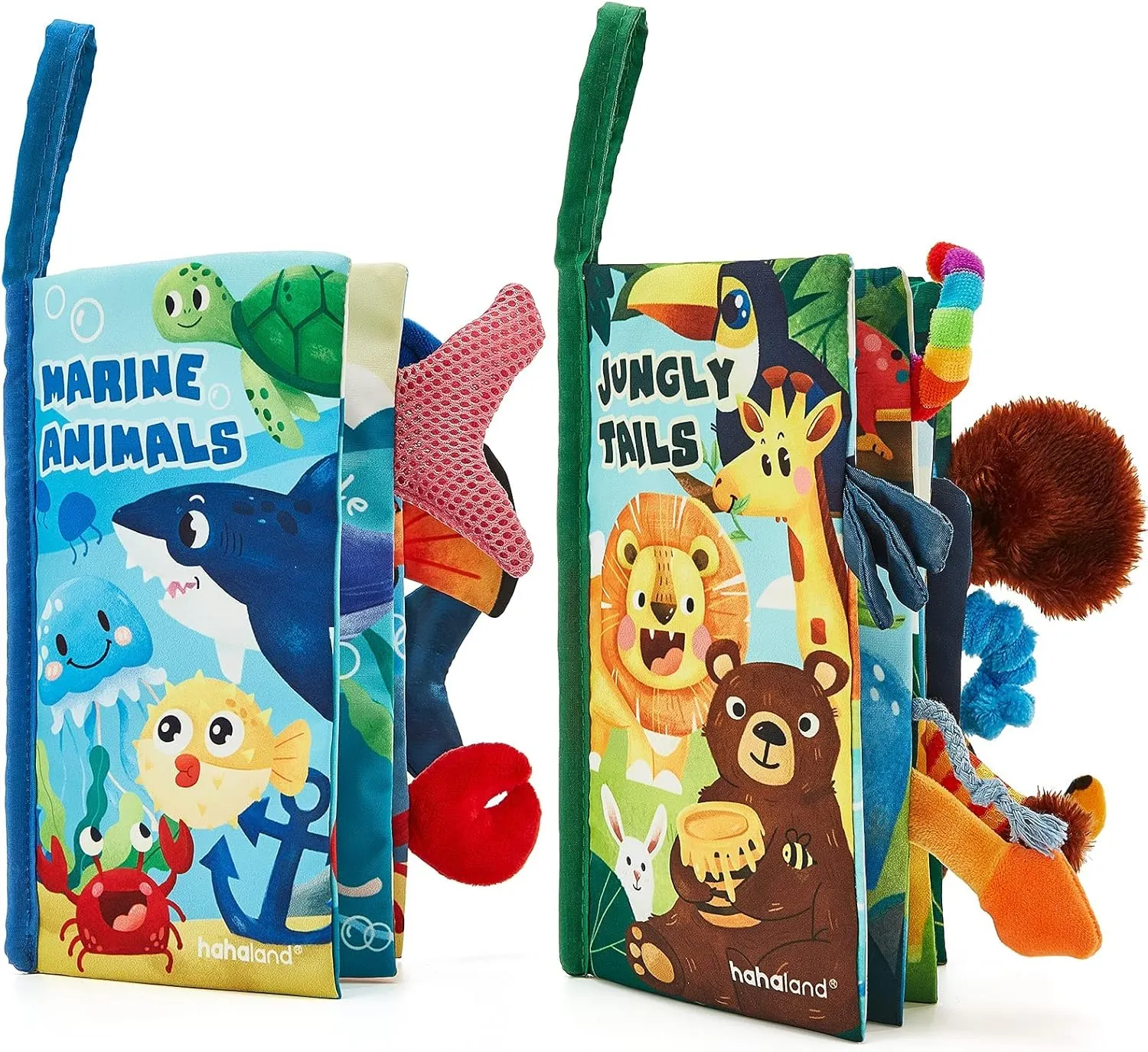 hahaland Babybuch Baby Stoffbuch - 2 Stück Buch Spielzeug 0 Monate - 3D Bilderbuch Fühlbuch Knisterbuch ab 0 3 6 Monate, Quiet Book Geschenk für Jungen Mädchen