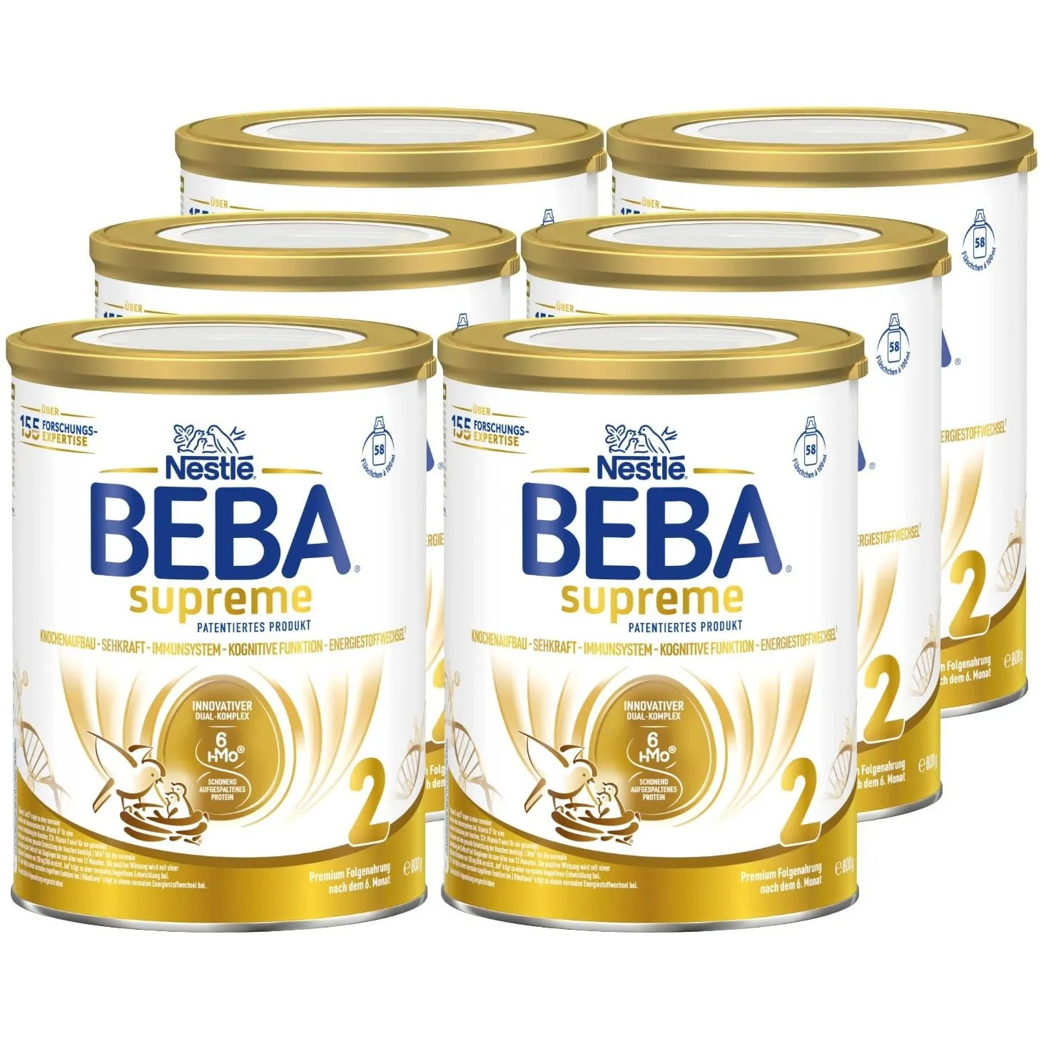BEBA SUPREME 2 – Folgenahrung nach dem 6. Monat, Baby- Milchpulver (6x800g)