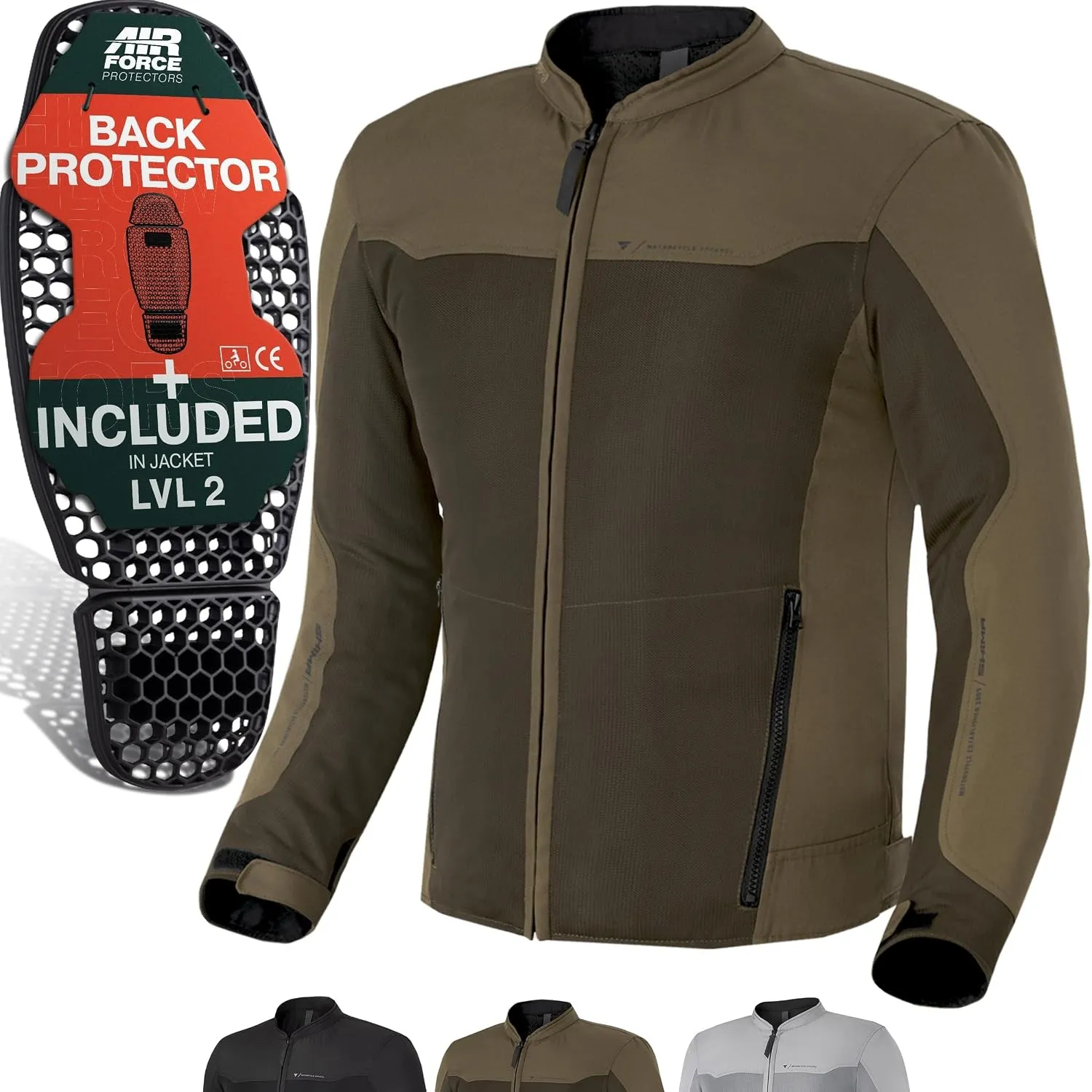SHIMA OpenAir Motorrad Jacke Herren mit Protektoren AirForce Rückenprotektor Motorradjacke Sommer Mesh Belüftet Textilj…