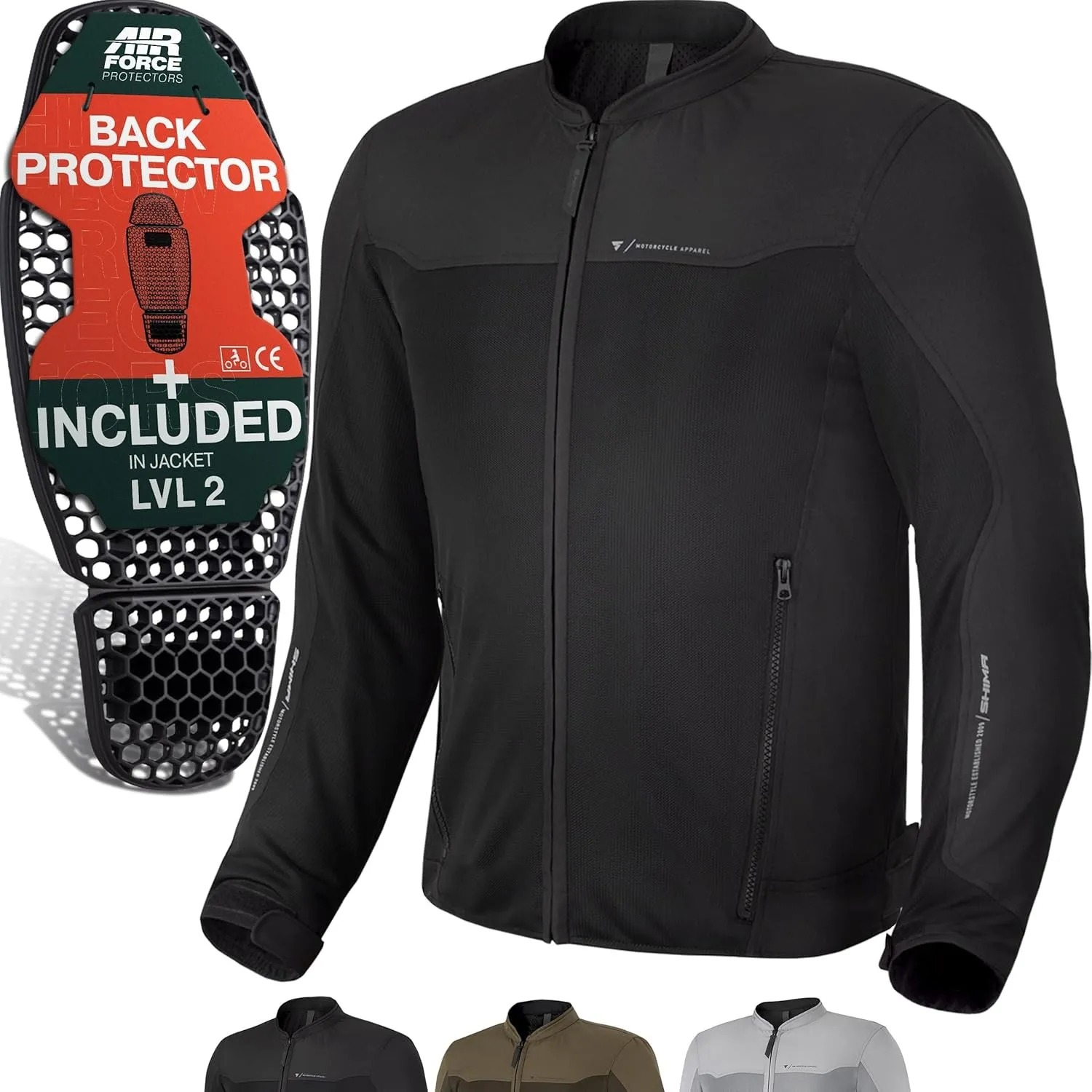SHIMA OpenAir Motorrad Jacke Herren mit Protektoren AirForce Rückenprotektor Motorradjacke Sommer Mesh Belüftet Textilj…