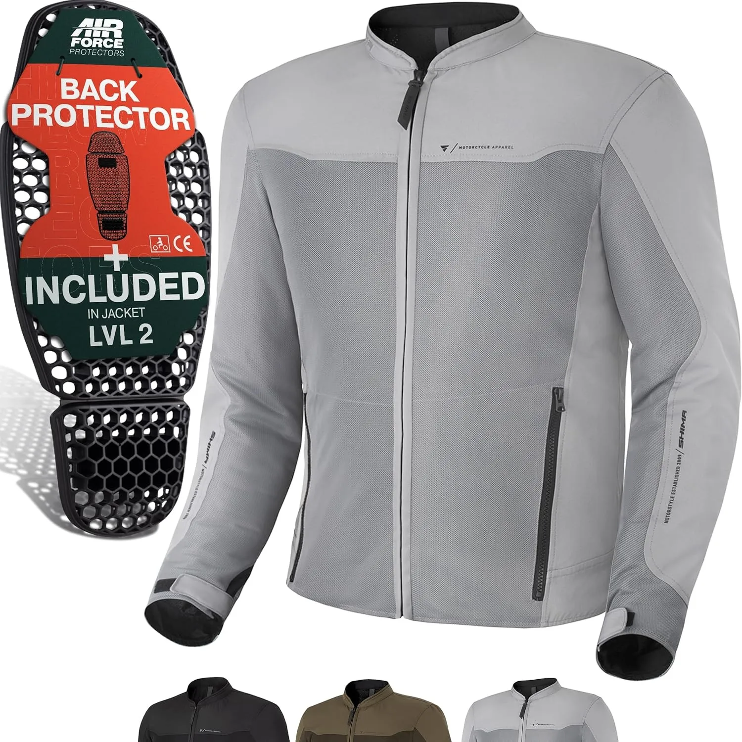 SHIMA OpenAir Motorrad Jacke Herren mit Protektoren AirForce Rückenprotektor Motorradjacke Sommer Mesh Belüftet Textilj…
