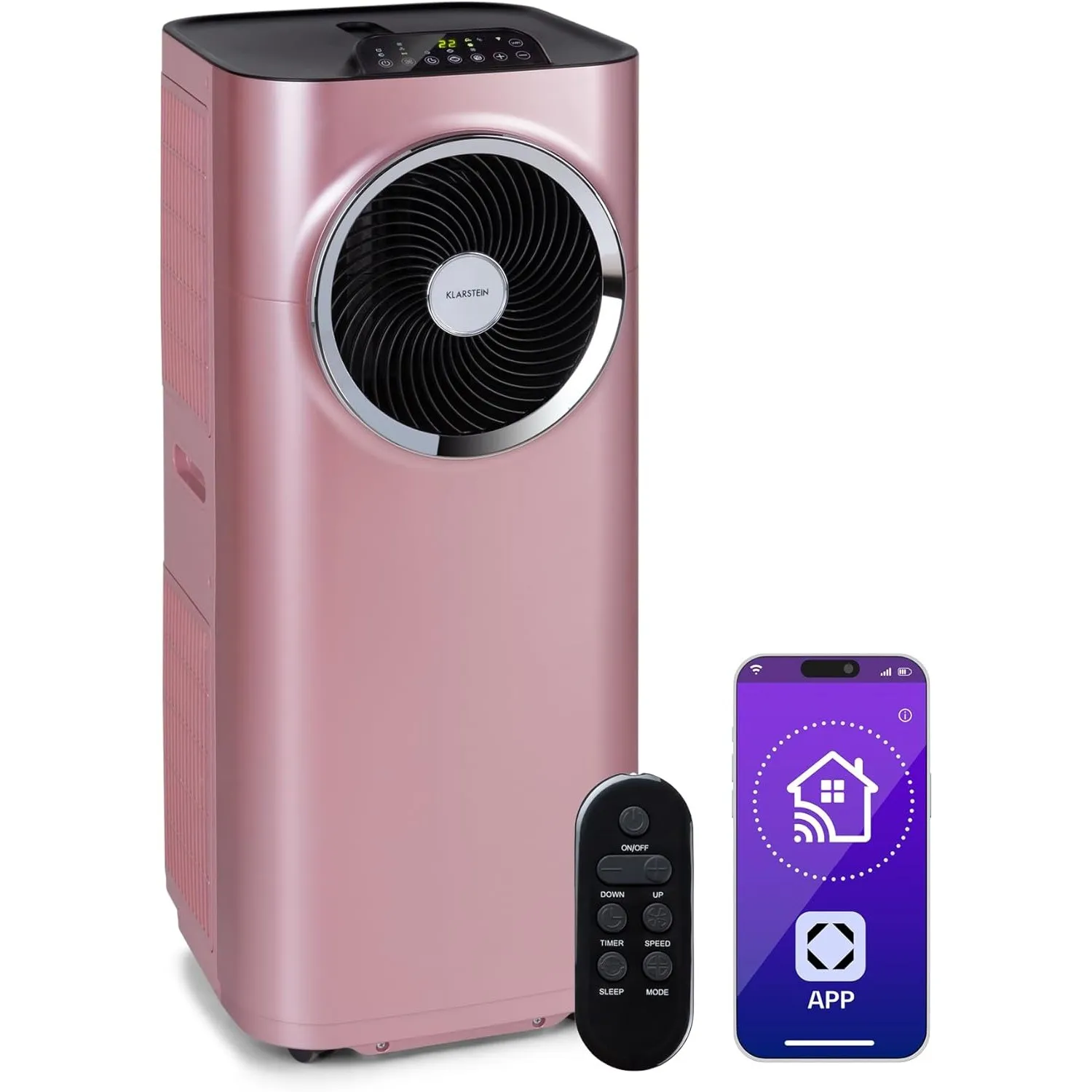Klarstein Kraftwerk Smart 12K Mobiles Klimagerät – 12000 BTU, 35-59 m², App & Alexa Steuerung, 3-in-1 Kühlung, Entfeuch…