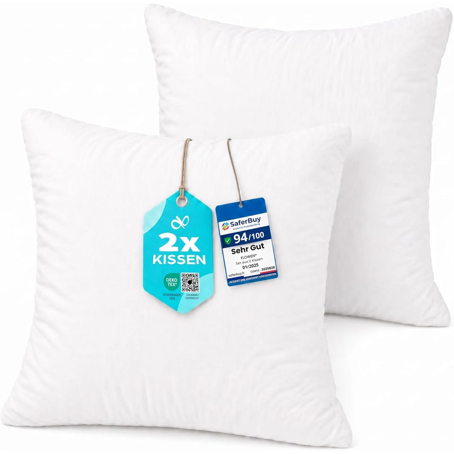 Flowen Kissen 45x45 Kopfkissen 2er Set für Sofa und Bett Innenkissen Hypoallergene Anti-Milben Kissenfüllung mit Weiche…