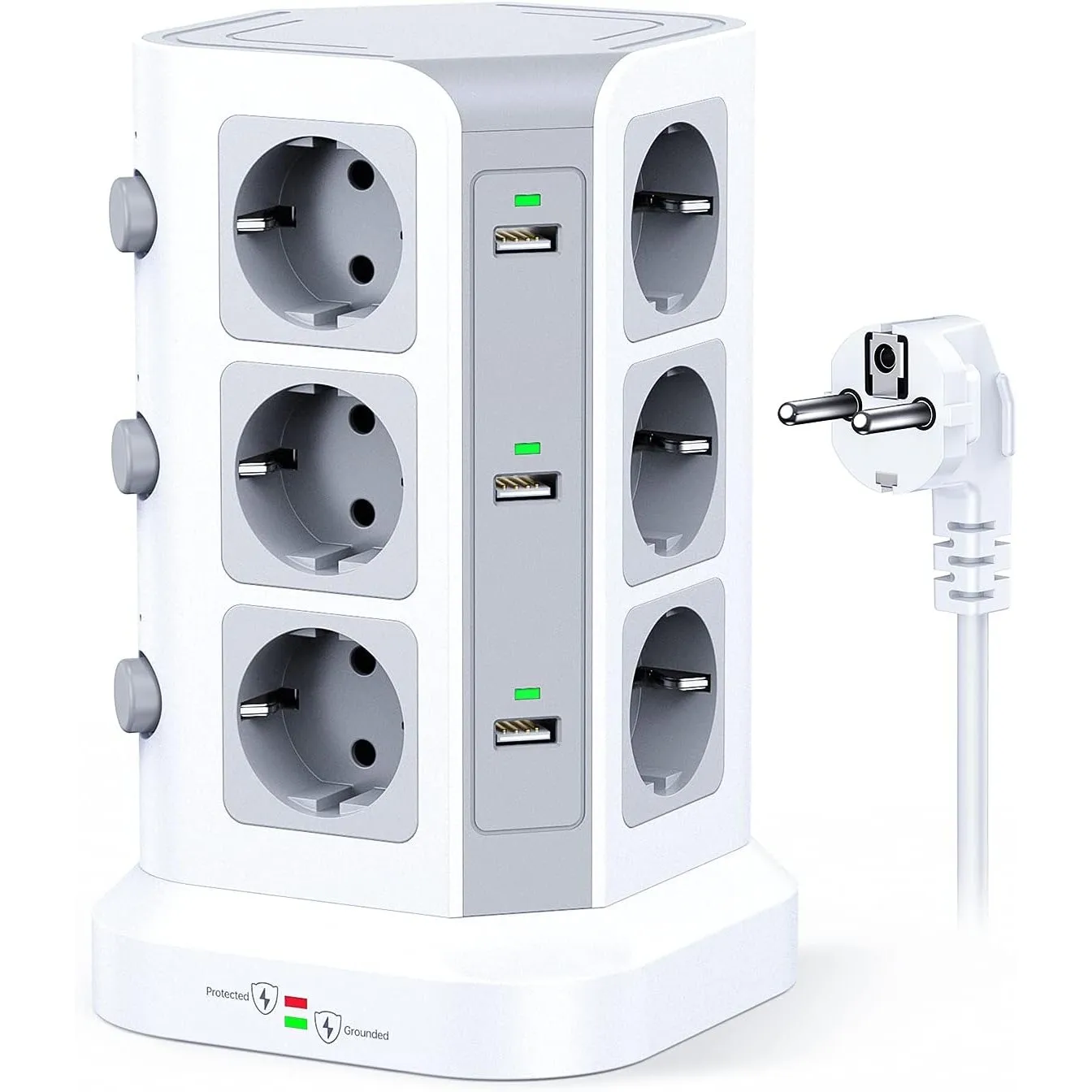 KOOSLA 12 Fach Steckdosenleiste (4000W/16A), 6 USB Mehrfachsteckdose mit Überspannungsschutz, einzeln schaltbarer Steck…