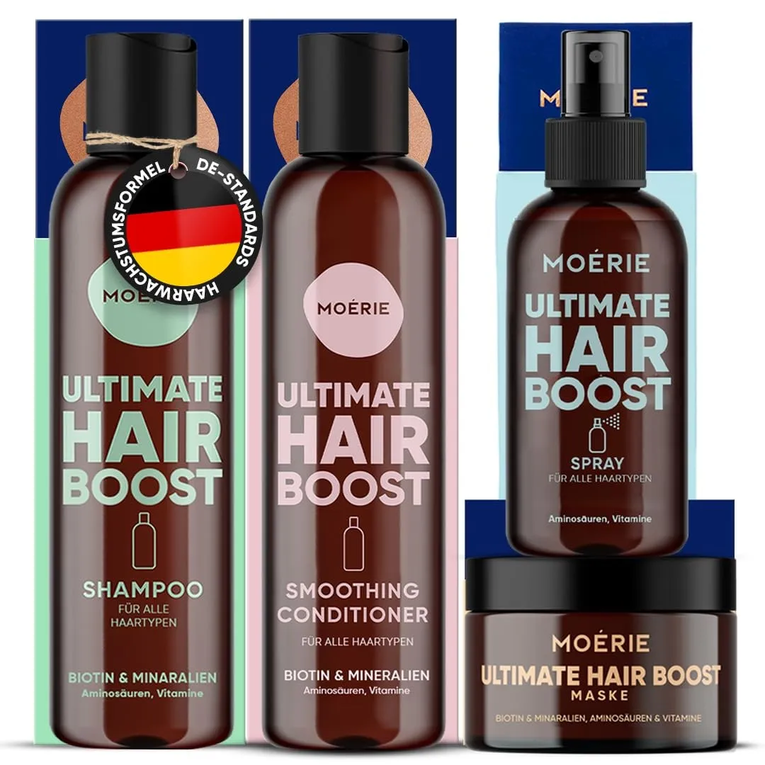 MOERIE Shampoo Set - gegen Haarausfall, Conditioner, Haarwachstum Serum & Haarmaske - natürlich Haarwachstum beschleuni…