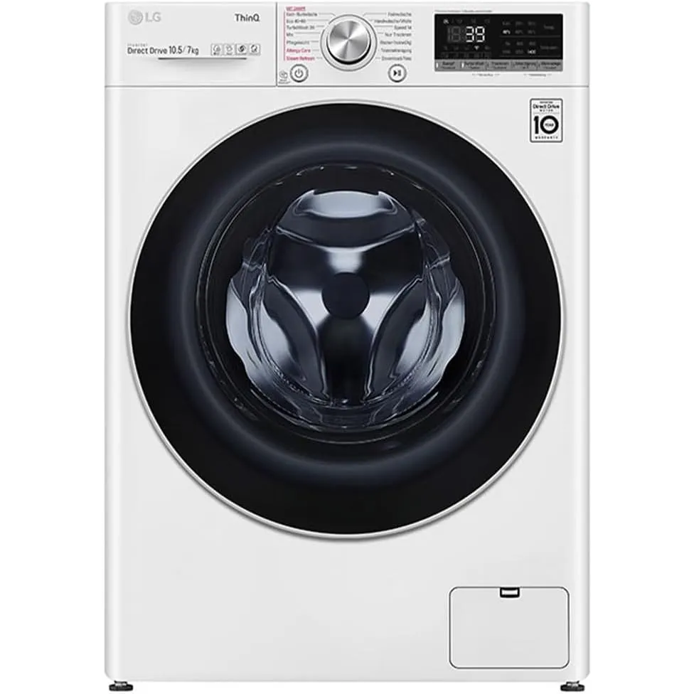 LG V7WD107H2E, Klasse E, Frontlader-Waschtrockner 10,5-7 kg, 1400 U/min, AI Direct Drive, Wi-Fi, Tiefenreinigung mit Da…