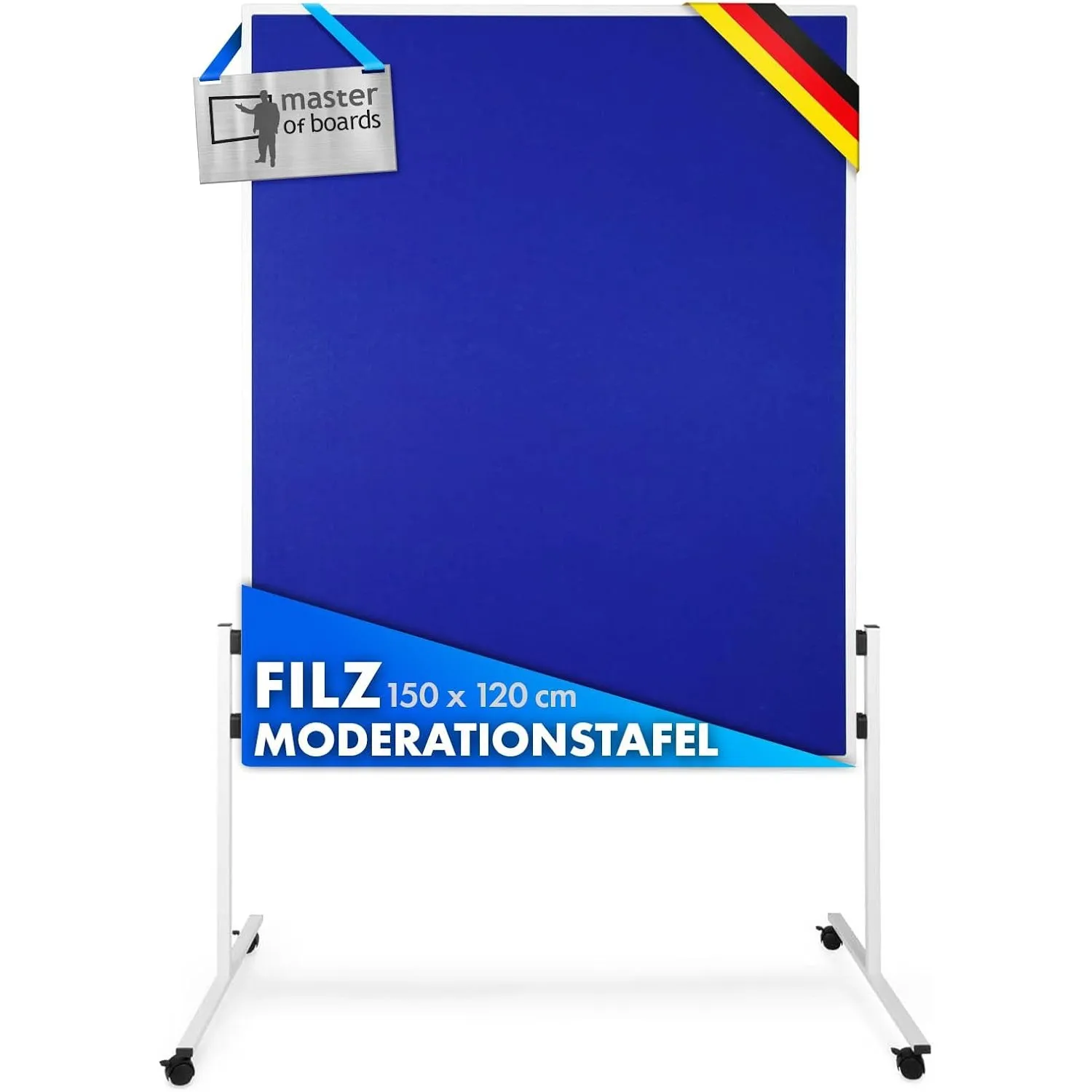 Floordirekt Filz Moderationstafel Metaplanwand mit feststellbaren Rollen | Filztafel Pinnwand | Moderationswand Doppels…