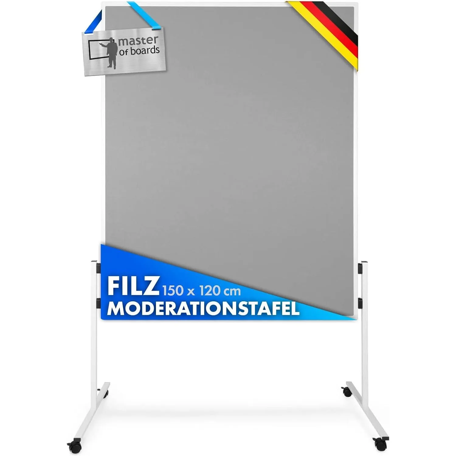 Floordirekt Filz Moderationstafel Metaplanwand mit feststellbaren Rollen | Filztafel Pinnwand | Moderationswand Doppels…