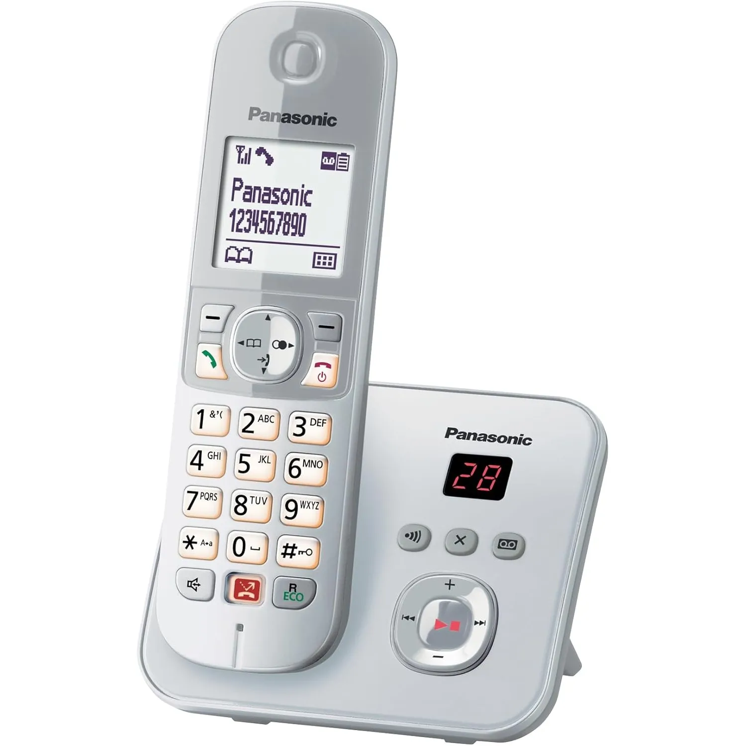 Panasonic KX-TG6861GS Schnurlostelefon mit Anrufbeantworter (Bis zu 1.000 Telefonnummern sperren, übersichtliche Schrif…