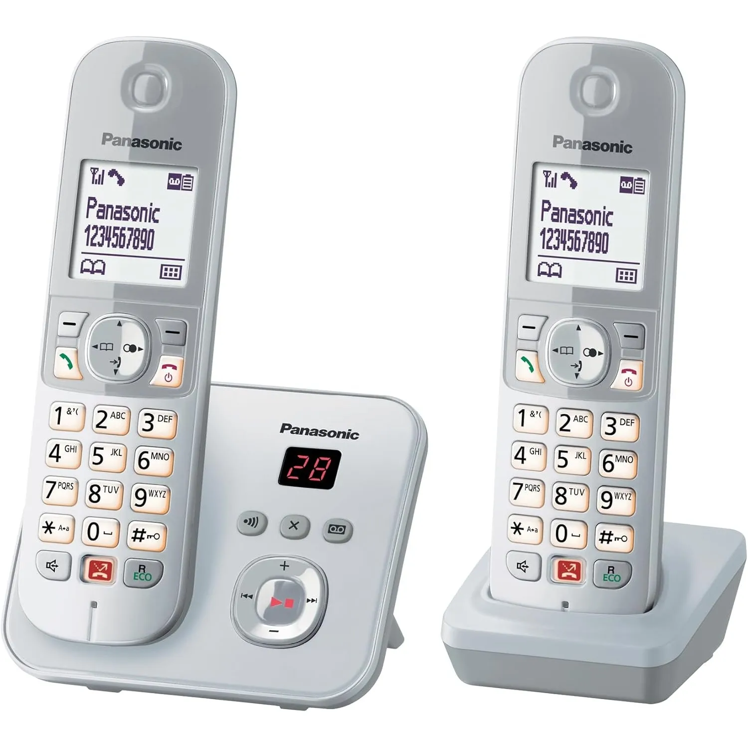 Panasonic KX-TG6862GS Schnurlostelefon mit 2 Mobilteilen und Anrufbeantworter (Bis zu 1.000 Telefonnummern sperren, übe…