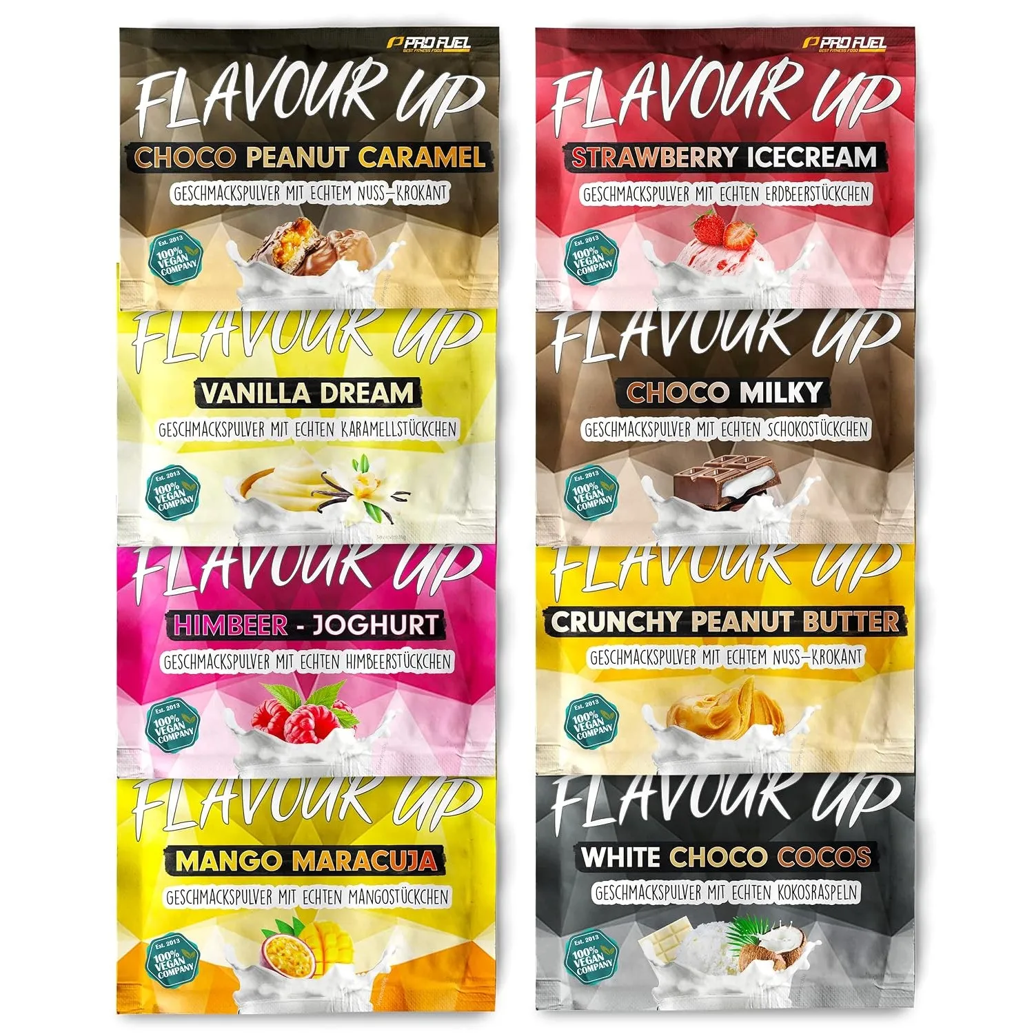 FLAVOUR UP Geschmackspulver Mix Pack, 8 x 30 g, 8 Sorten | Unglaublich leckere Flavours - 8-14 kcal pro Portion, Aroma …