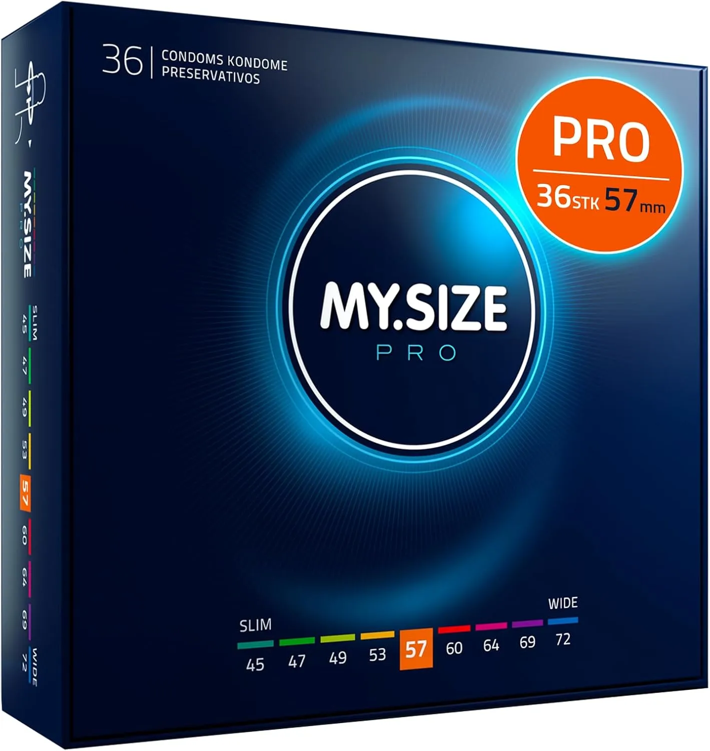 MY.SIZE PRO ELITE Kondome, Größe 4, 57 mm, 36 Stück – Extra reines Vytex-Latex, leicht zu öffnen