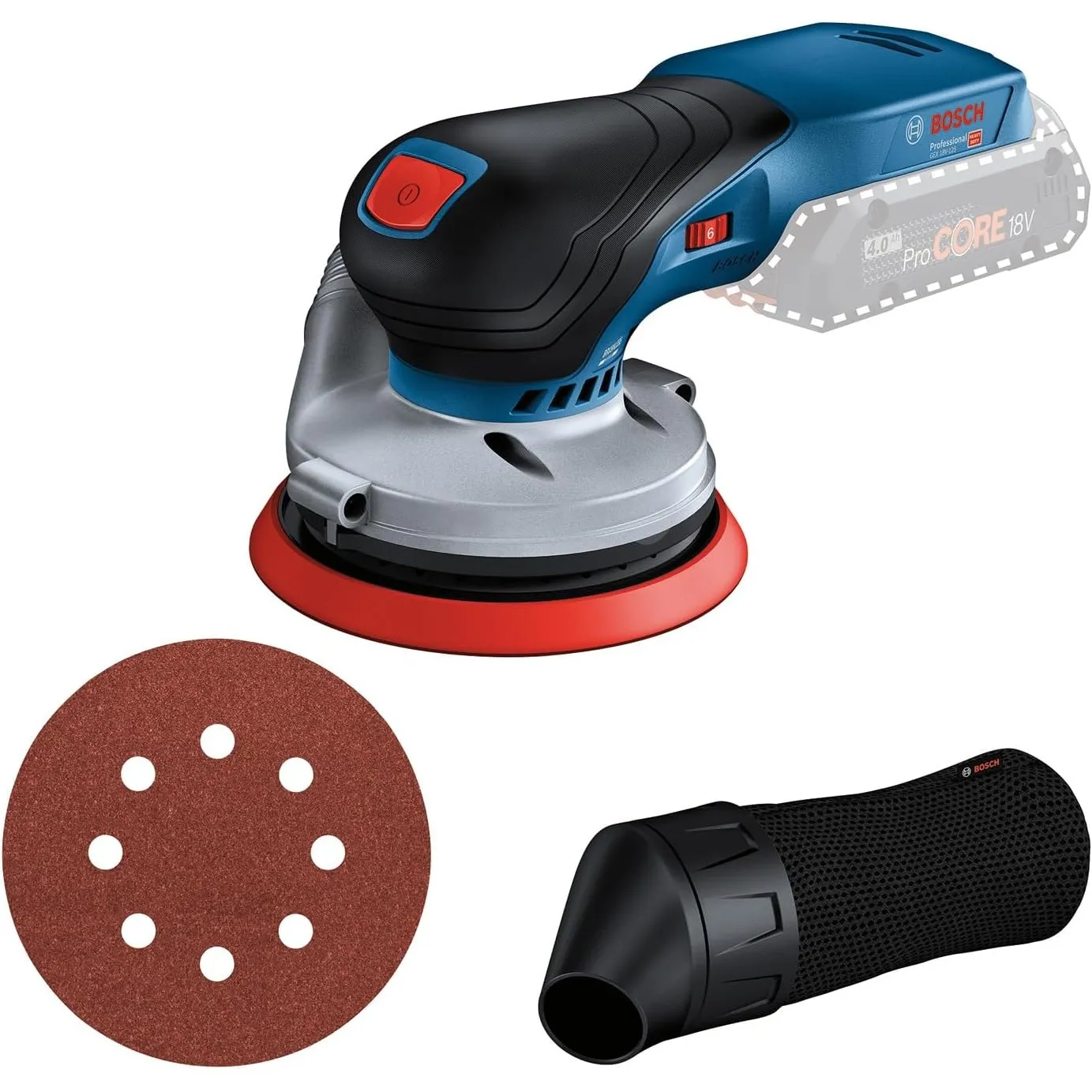 Bosch PRO 18V System Akku Exzenterschleifer GEX 18V-125 (inkl. Schleifteller (125mm), 1x Schleifpapier, Staubbeutel, oh…