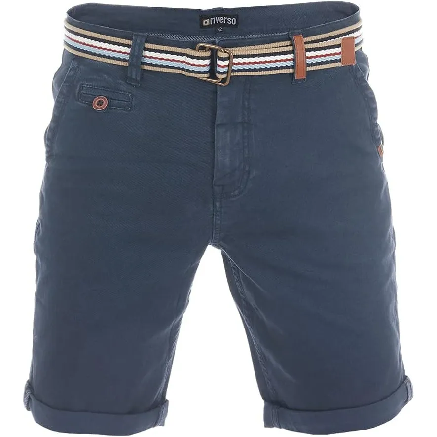 riverso Kurze Hosen Herren Chino Shorts Kurz mit Gürtel Regular Fit RIVKlaas Chinoshorts Bermuda Stretch Grün Rot Blau …