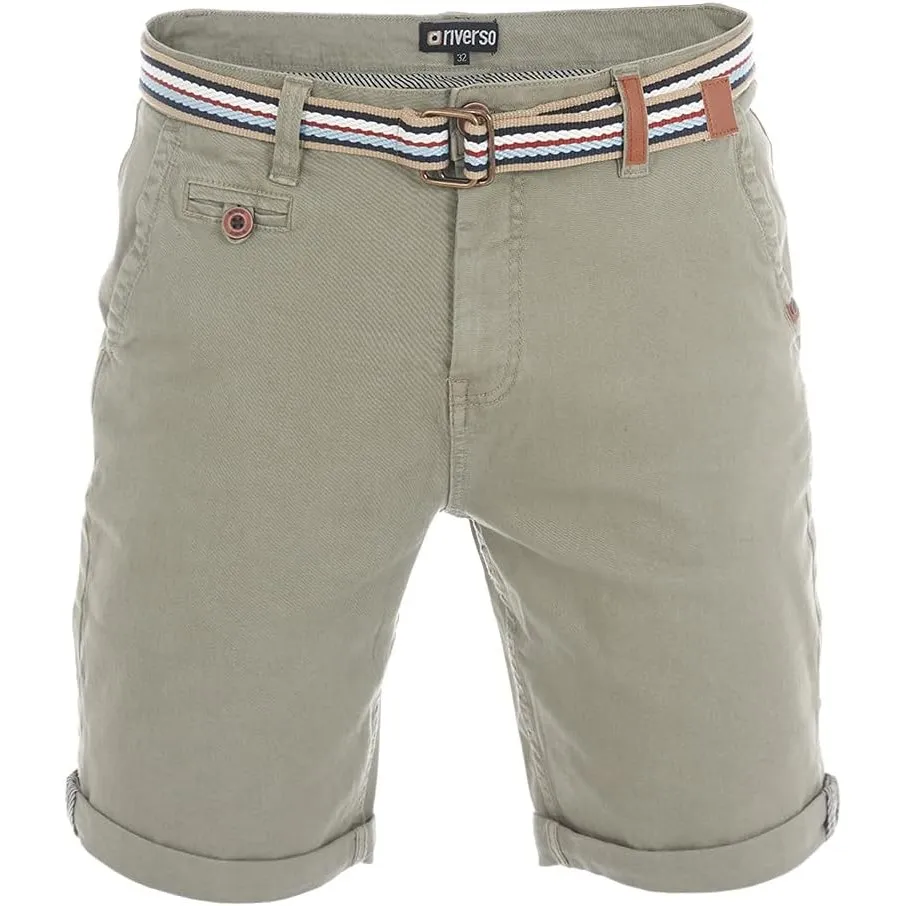riverso Kurze Hosen Herren Chino Shorts Kurz mit Gürtel Regular Fit RIVKlaas Chinoshorts Bermuda Stretch Grün Rot Blau …