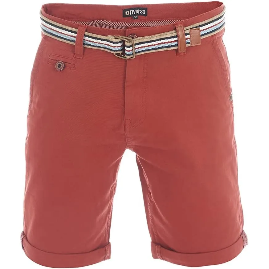 riverso Kurze Hosen Herren Chino Shorts Kurz mit Gürtel Regular Fit RIVKlaas Chinoshorts Bermuda Stretch Grün Rot Blau …