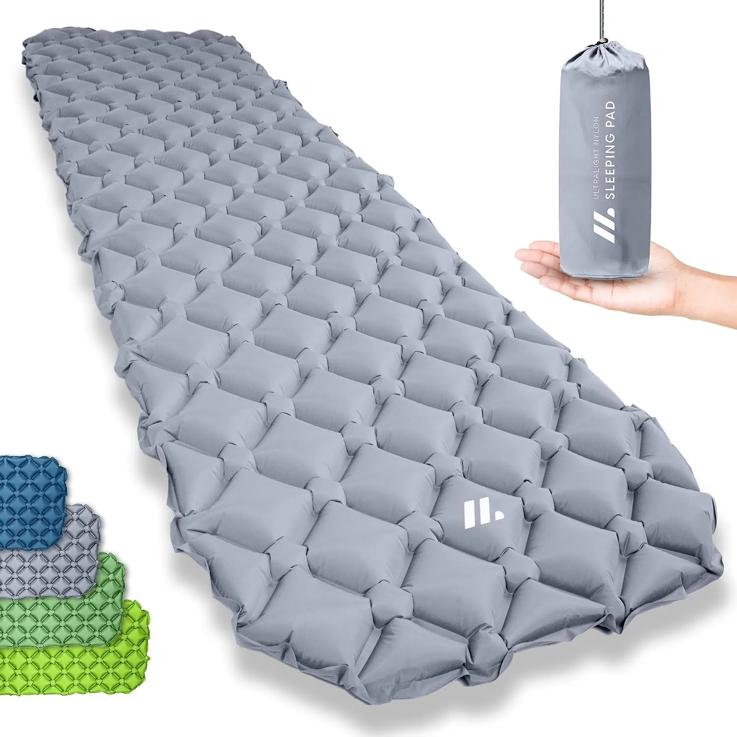 NORDMUT Isomatte Ultraleicht [mit Reparaturset] - Aufblasbare Luftmatratze Camping kleines Packmaß - Camping Matratze W…