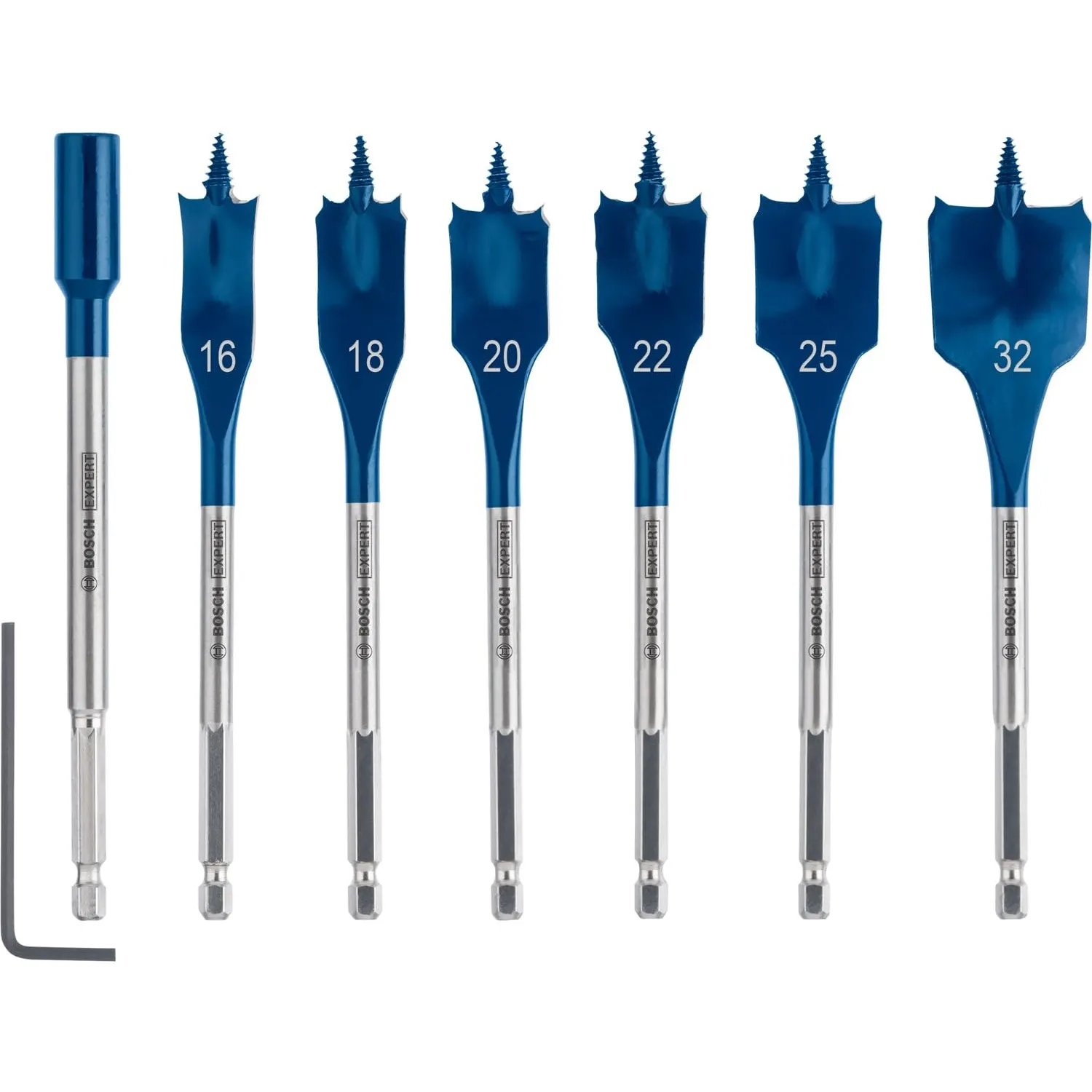 Bosch 7x EXPERT Self Cut Speed Flachfräsbohrer-Sets (für Weichholz, Spanplatte, Ø 16-32 mm, Professional Zubehör Bohrma…