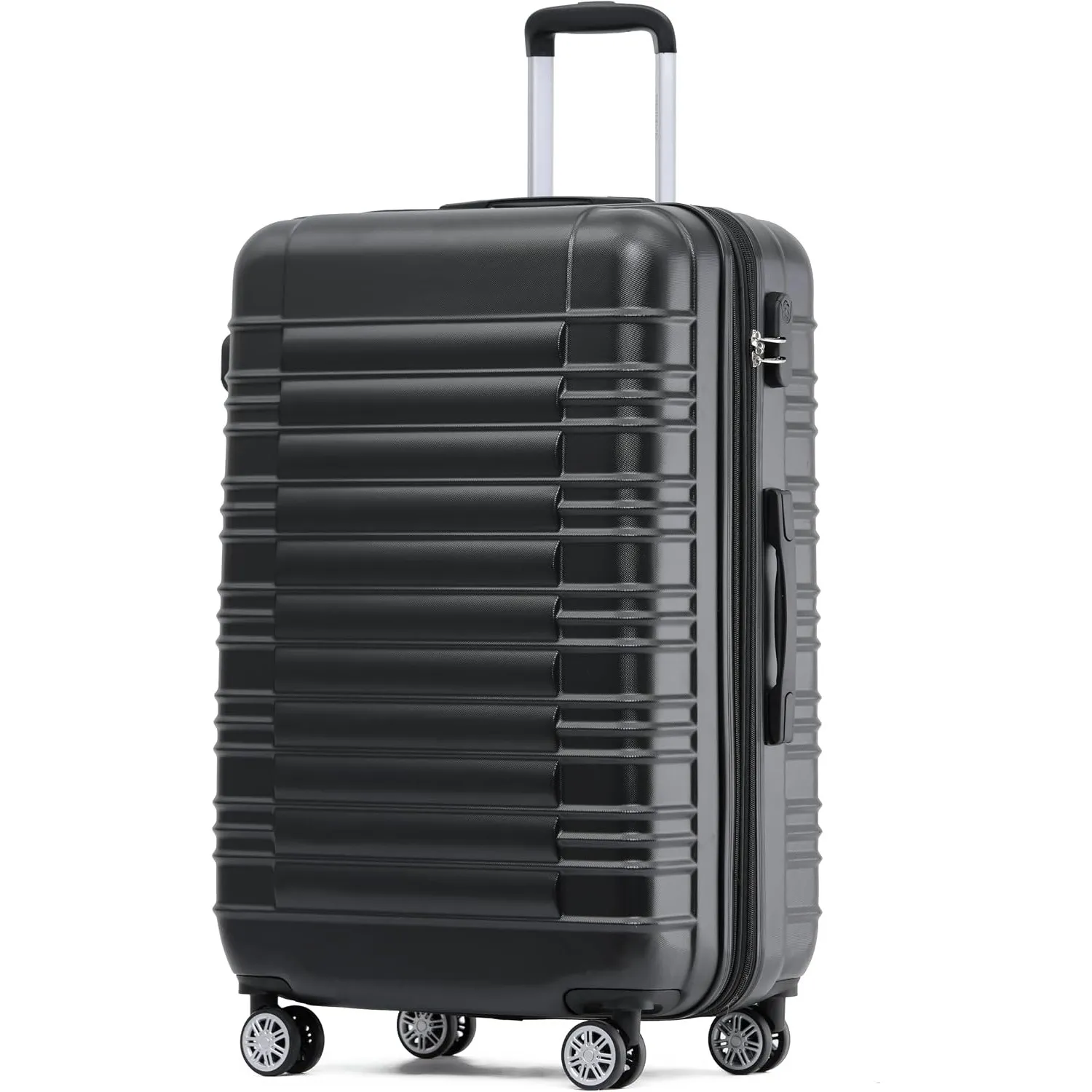 BEIBYE Zwillingsrollen Reisekoffer Koffer Trolleys Hartschale M-L-XL-Set (Schwarz, XL)