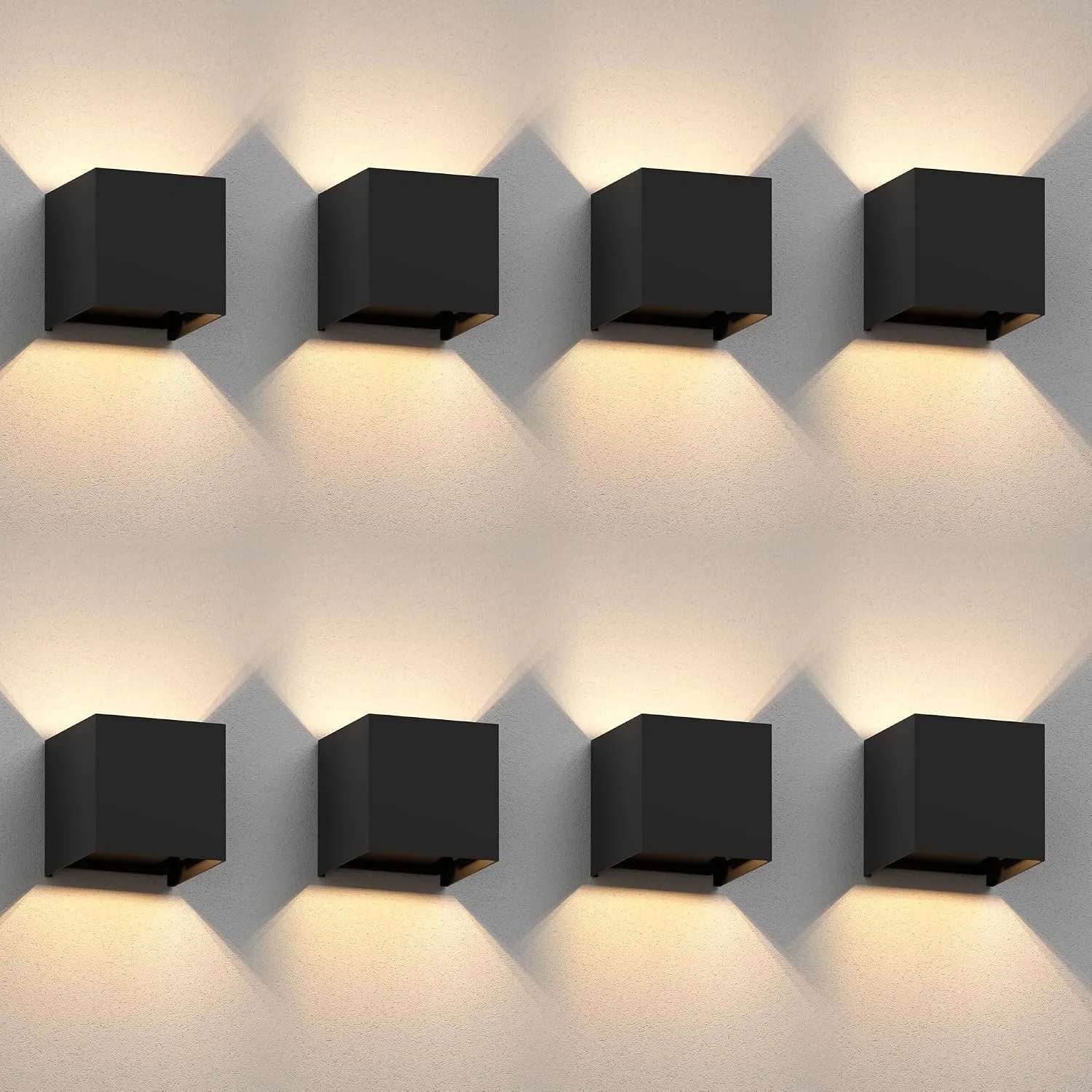 ledscom.de 8x Wandleuchte CUBEL für außen, IP65, Up-/Downlight, schwarz matt, quadratisch, 1x G9 max. 10W