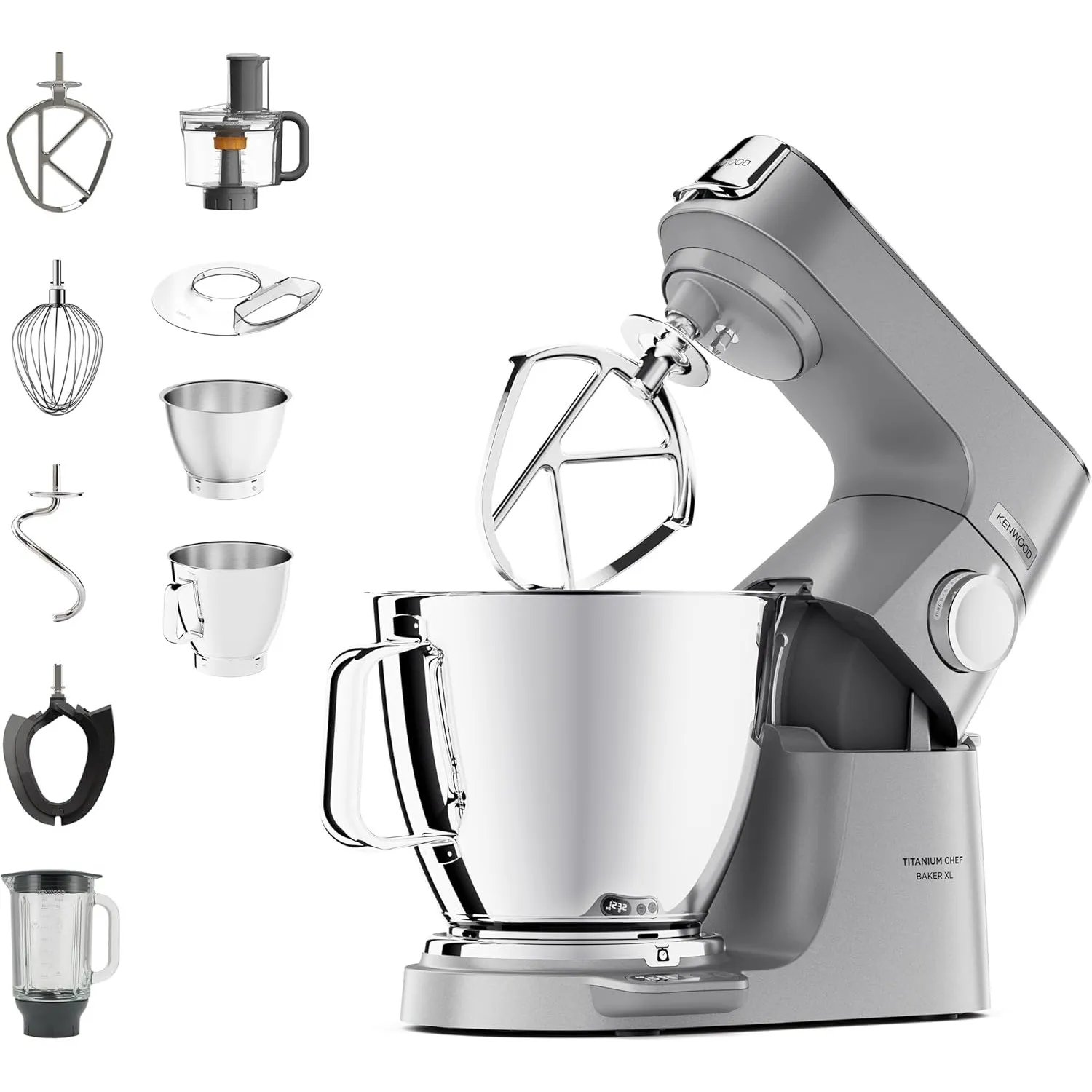 Kenwood Titanium Chef Baker XL KVL85.424SI Küchenmaschine mit integrierter Waage, inkl. 4-teiligem Patisserie-Set, 7 L …