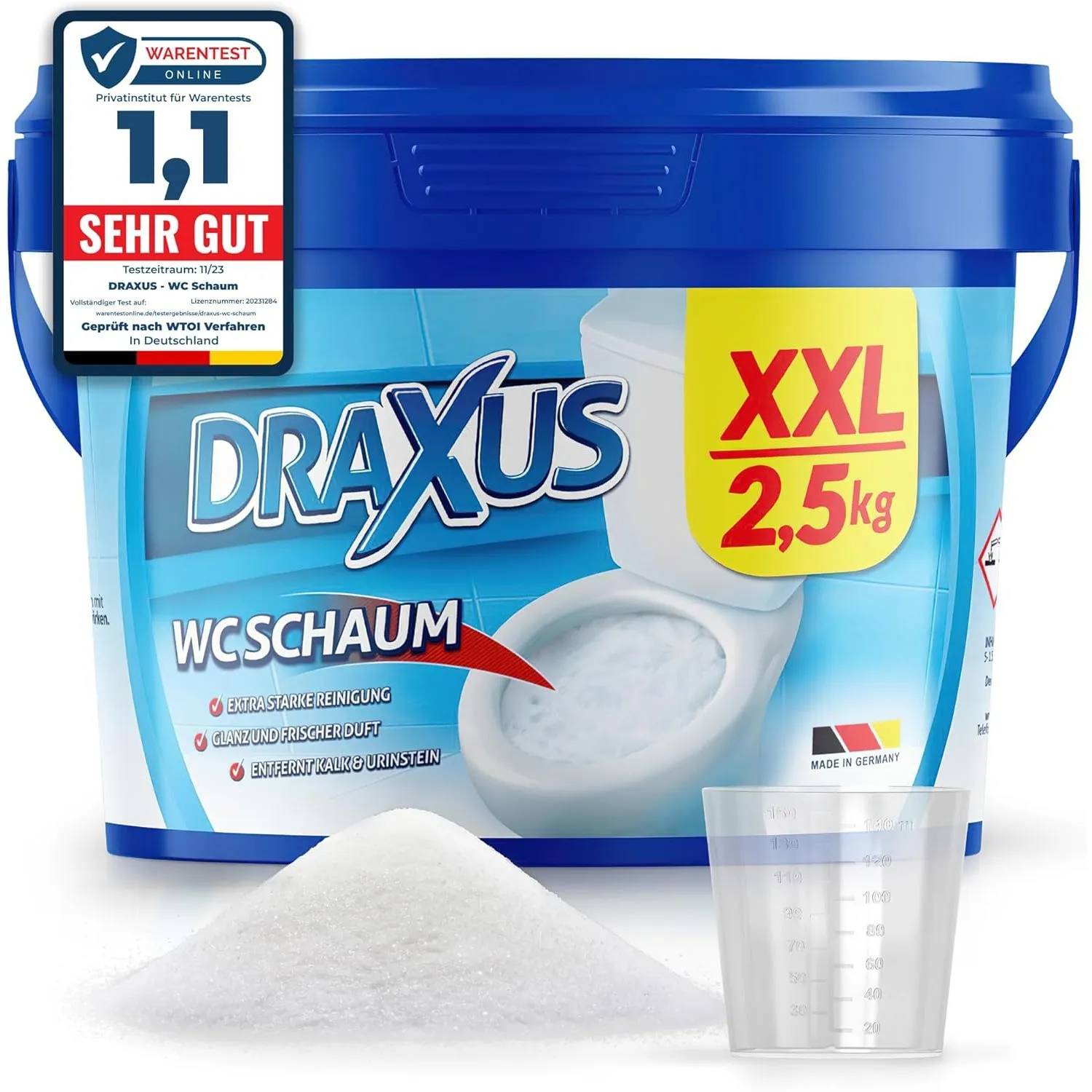 DRAXUS WC Schaum im XXL Pack (2,5kg), Extra Stark, WC Reiniger entfernt kraftvoll Kalk & Urinstein, Sorgt für Glanz und…