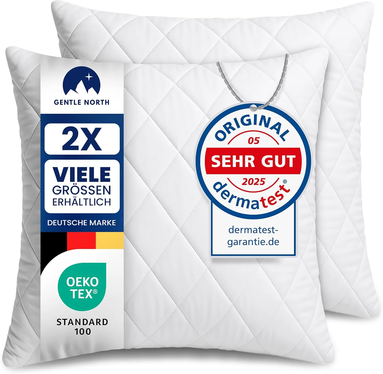 Gentle North Kopfkissen (45x45 cm groß) - 2er Set Kissen für Bett und als Dekokissen - Mit Reißverschluss für Füllung -…