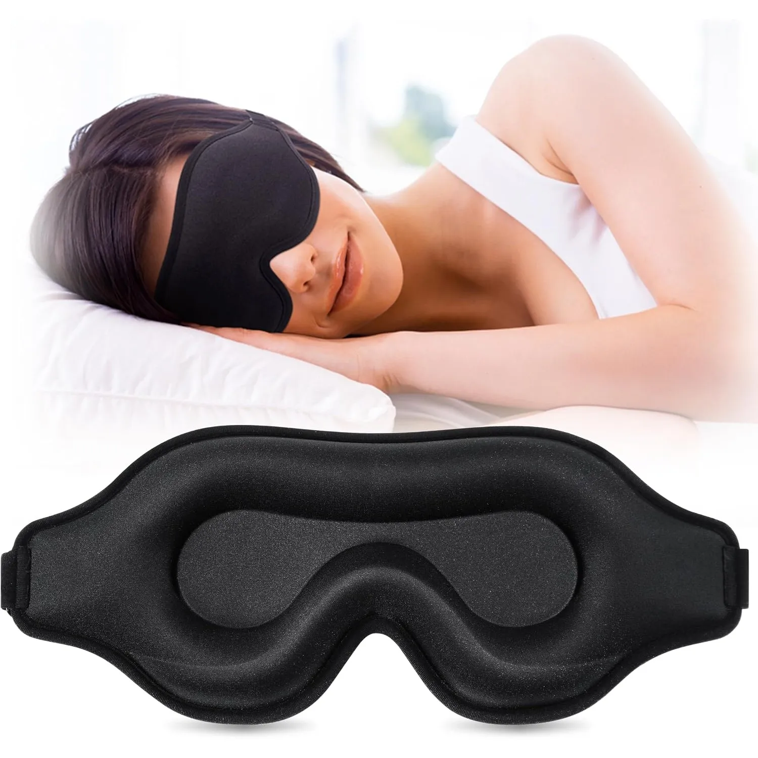 3D-Schlafmaske mit Ohrstöpseln - Lichtdichte & Bequeme Augenmaske für Herren & Damen, Ideal für Flugzeug, Reise & Seite…