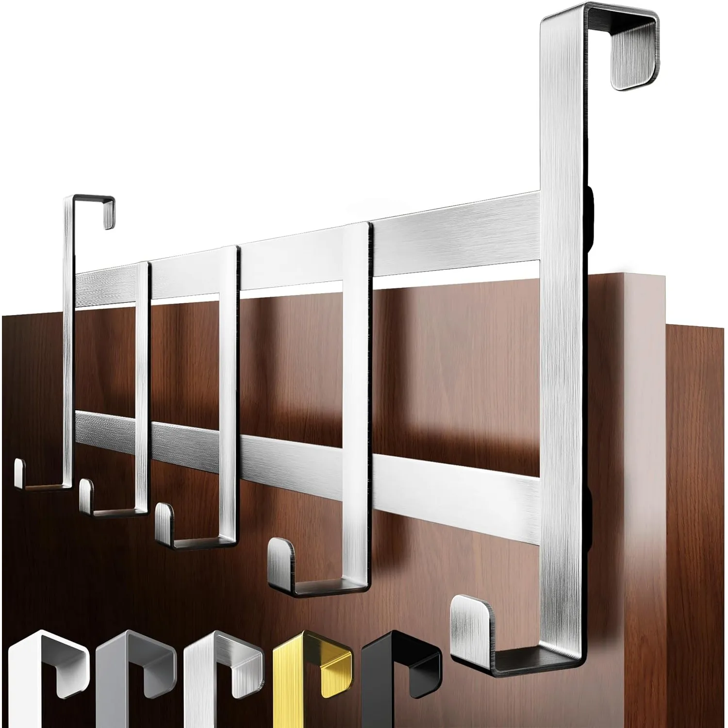 4smile Türgarderobe zum Einhängen, Kleiderhaken Tür, Silber