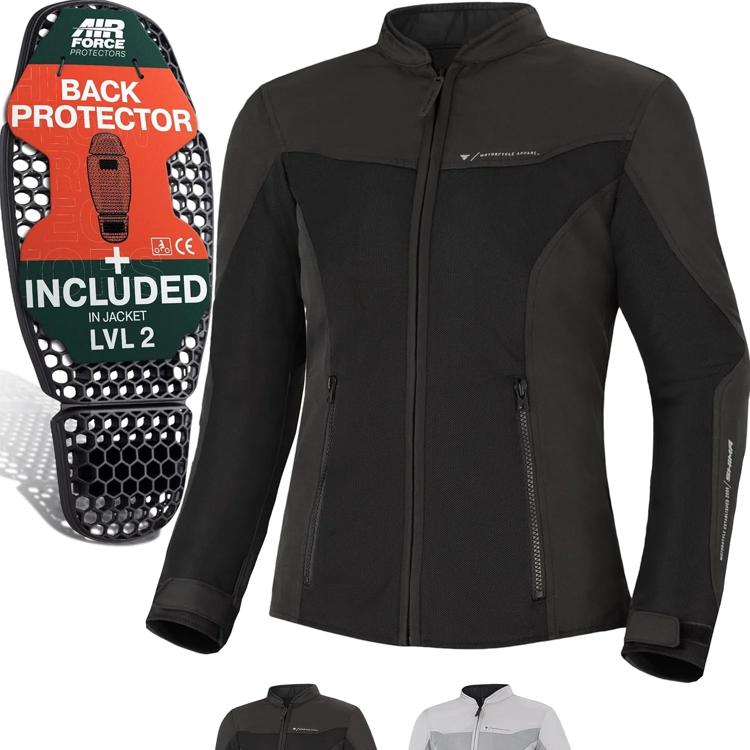 SHIMA OpenAir Motorrad Jacke Damen mit Protektoren AirForce Rückenprotektor Motorradjacke Sommer Mesh Belüftet Textilja…
