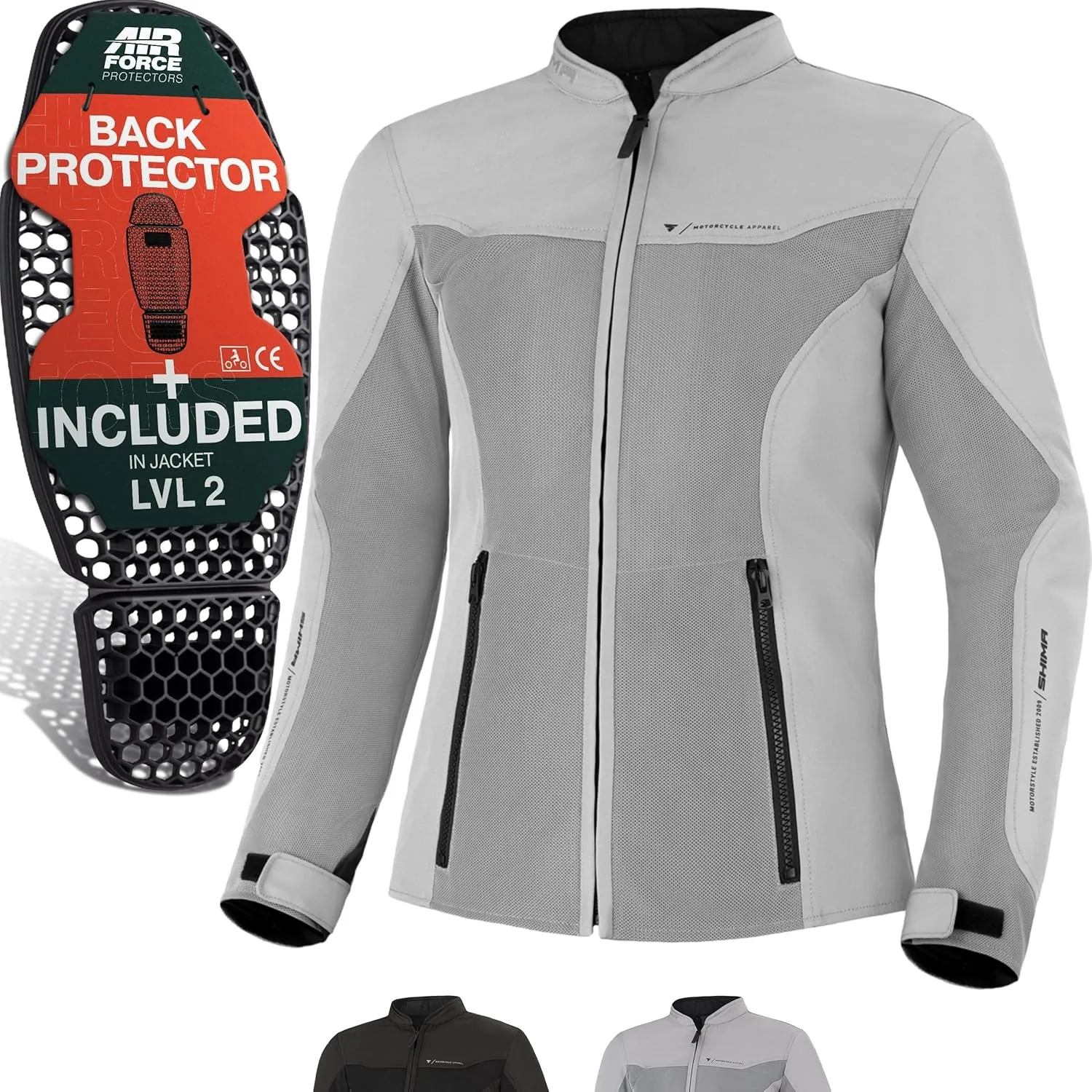SHIMA OpenAir Motorrad Jacke Damen mit Protektoren AirForce Rückenprotektor Motorradjacke Sommer Mesh Belüftet Textilja…