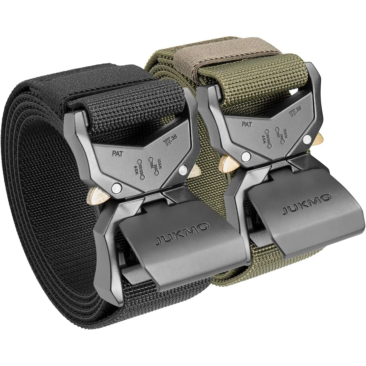 JUKMO Taktischer Gürtel, Militär Wandern 3,8cm Nylon Arbeit Gürtel, 2 Stück