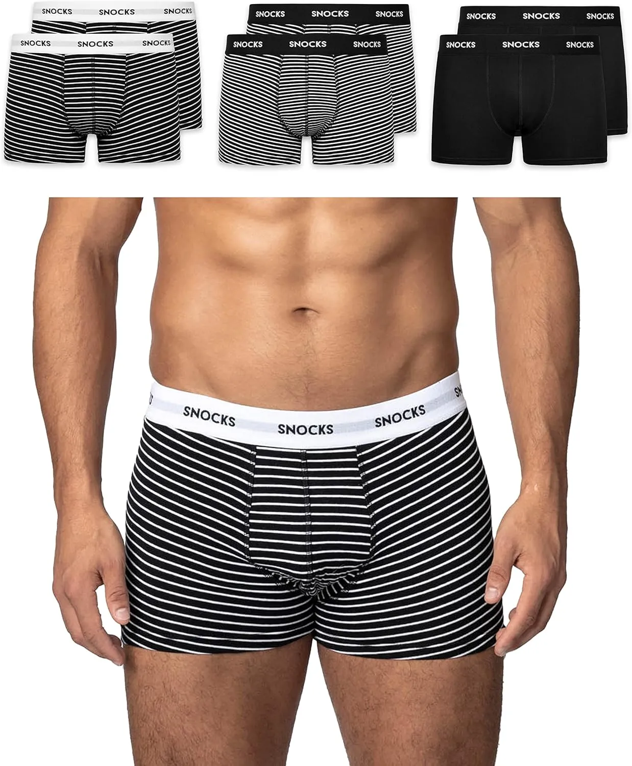 Snocks Boxershorts Herren Bio Baumwolle (6er Pack) Unterhosen Herren ohne einschneidenden Gummibund (Gr. S - 4XL)