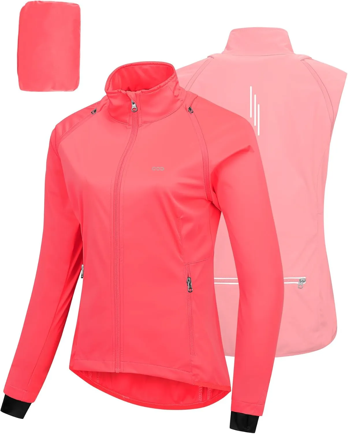 33,000ft Fahrradjacke Damen Wasserdicht Atmungsaktiv Sommer UV-Schutz Leicht Fahrradweste mit Abnehmbaren Ärmeln Fahrra…