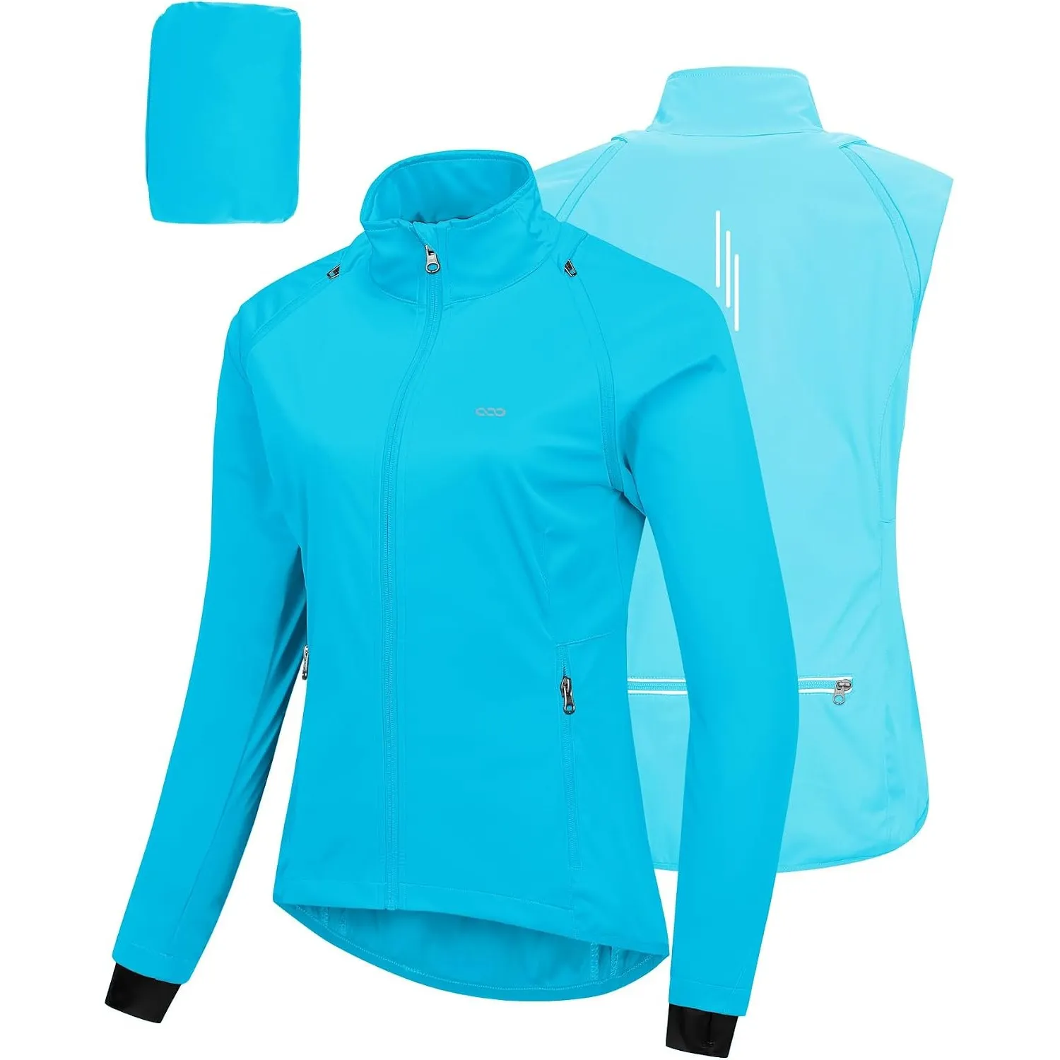 33,000ft Fahrradjacke Damen Wasserdicht Atmungsaktiv Sommer UV-Schutz Leicht Fahrradweste mit Abnehmbaren Ärmeln Fahrra…