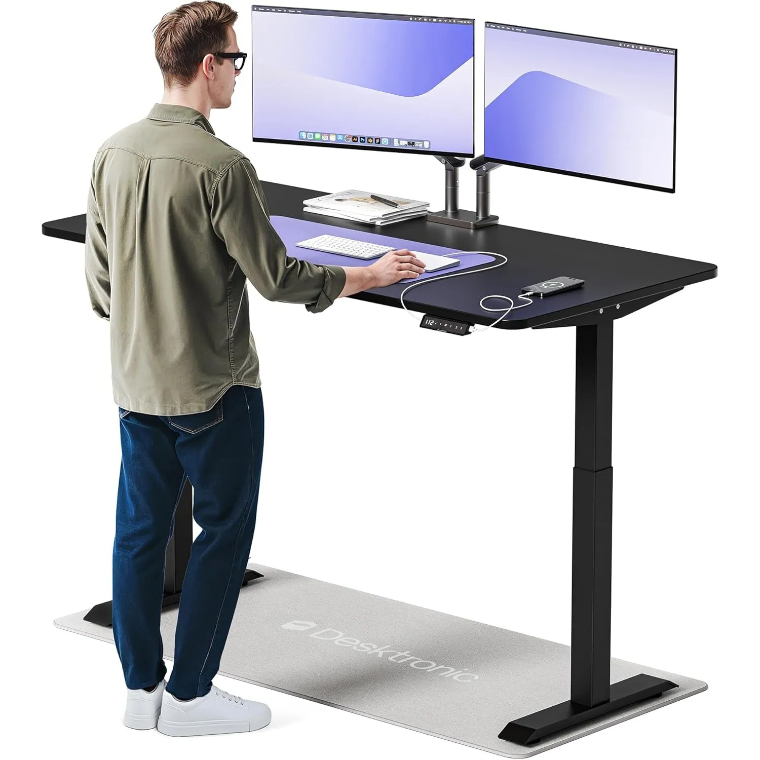 Desktronic Homeone Höhenverstellbarer Schreibtisch 160 × 80 cm – Elektrischer Schreibtisch Mit Zwei Elektrischen Motore…