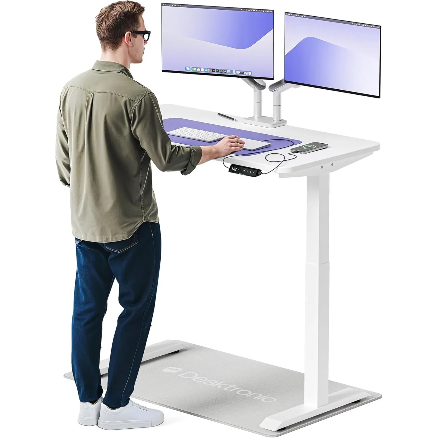 Desktronic Homeone Höhenverstellbarer Schreibtisch 120 × 60 cm – Elektrischer Schreibtisch Mit Zwei Elektrischen Motore…