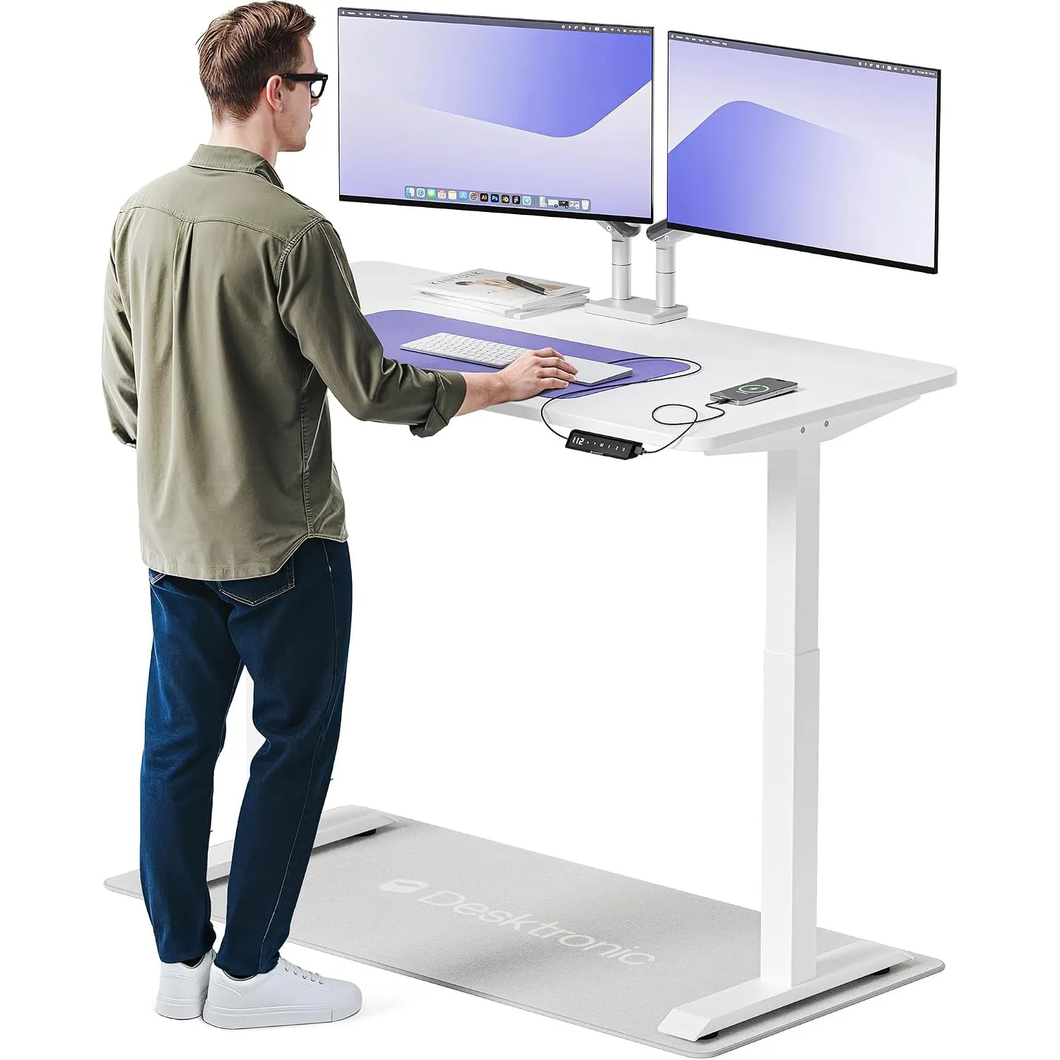 Desktronic Homeone Höhenverstellbarer Schreibtisch 140 × 70 cm – Elektrischer Schreibtisch Mit Zwei Elektrischen Motore…