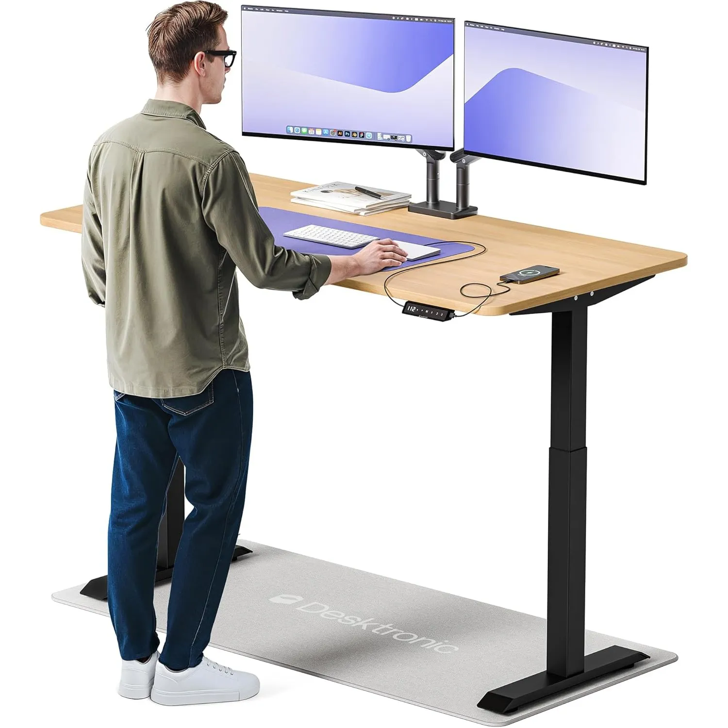 Desktronic Homeone Höhenverstellbarer Schreibtisch 160 × 80 cm – Elektrischer Schreibtisch Mit Zwei Elektrischen Motore…
