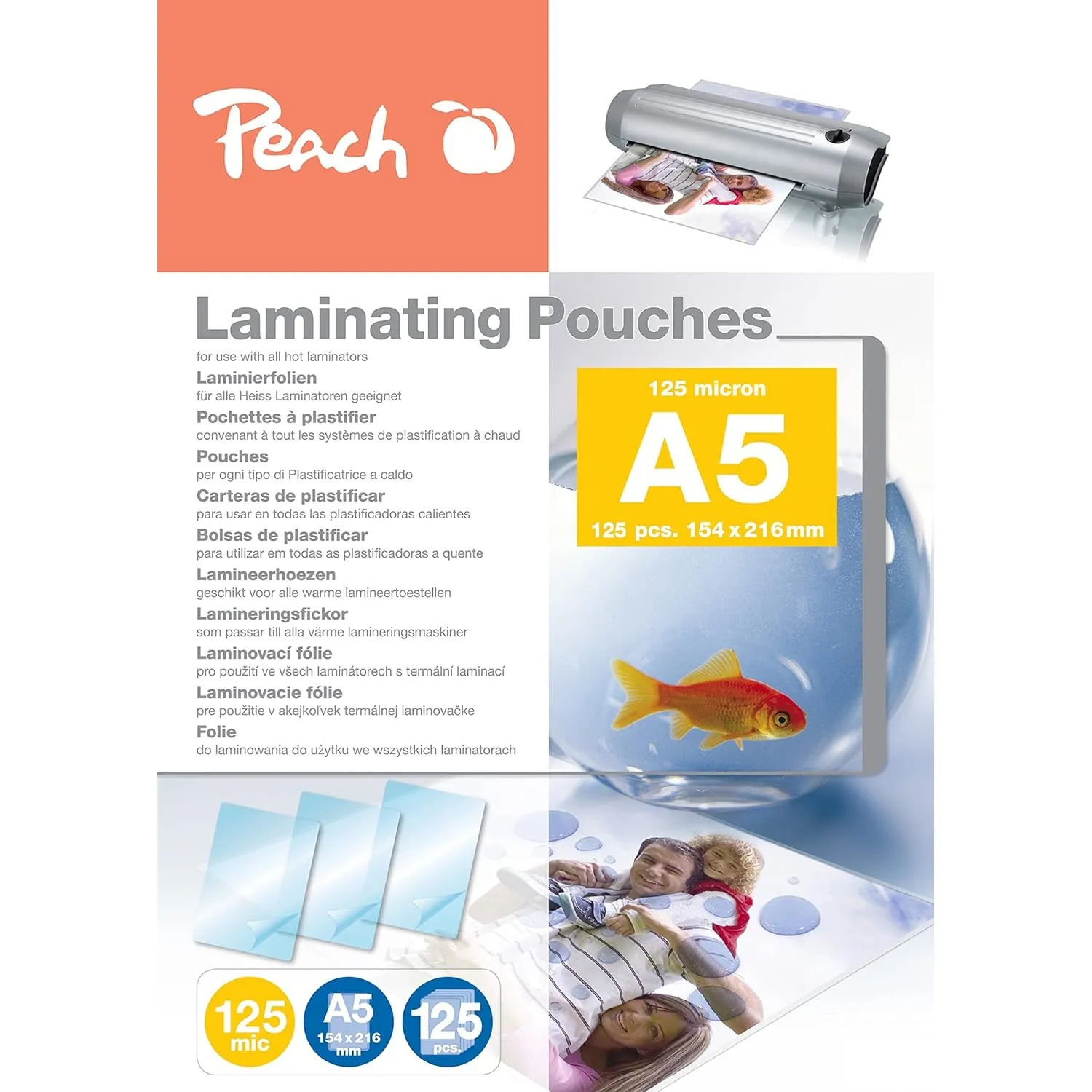 Peach Laminierfolien A5-125 mic - 125 pouches - glänzend - Premiumqualität für beste Laminierergebnisse - kompatibel mi…
