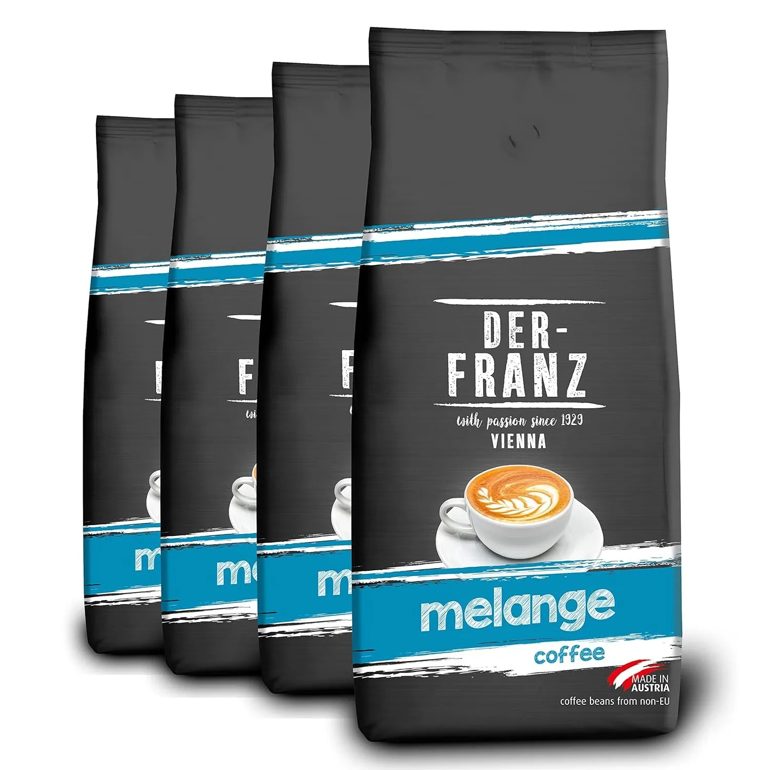 Der-Franz Melange Kaffee, ganze Bohne, 4 x 1000 g