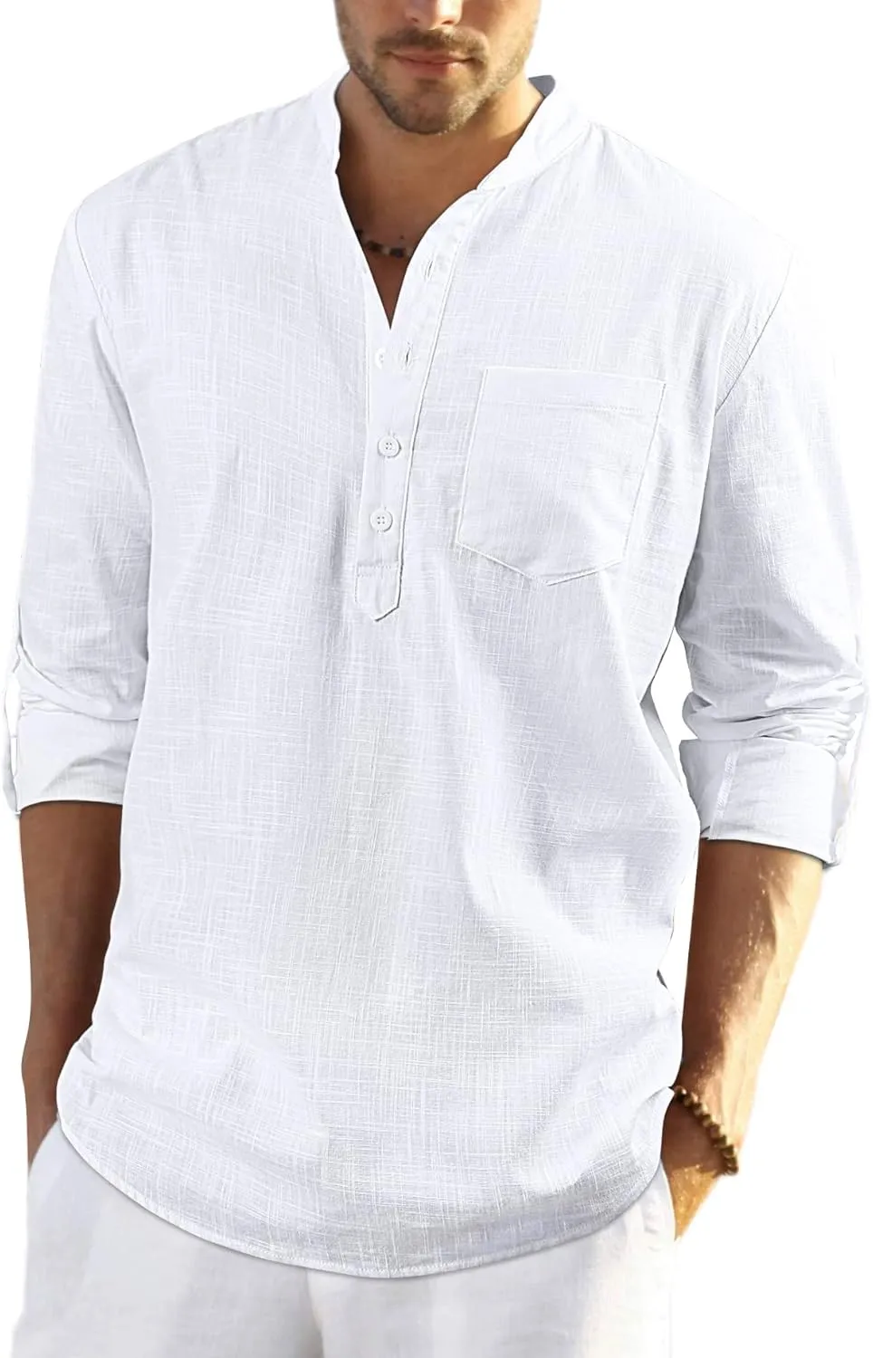 Enlision Men's Cotton Linen Shirt, Summer Shirt, Men's Shirt, Long Sleeve, Regular Fit, Casual Shirt, Shirts