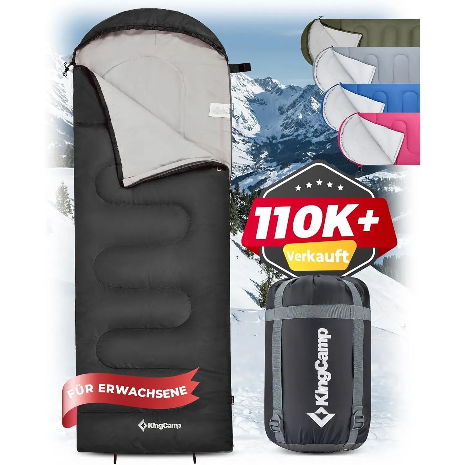 KingCamp Camping Sommerschlafsack für Kinder & Erwachsene leicht & kompakt | Deckenschlafsack koppelbar zum Doppelschla…