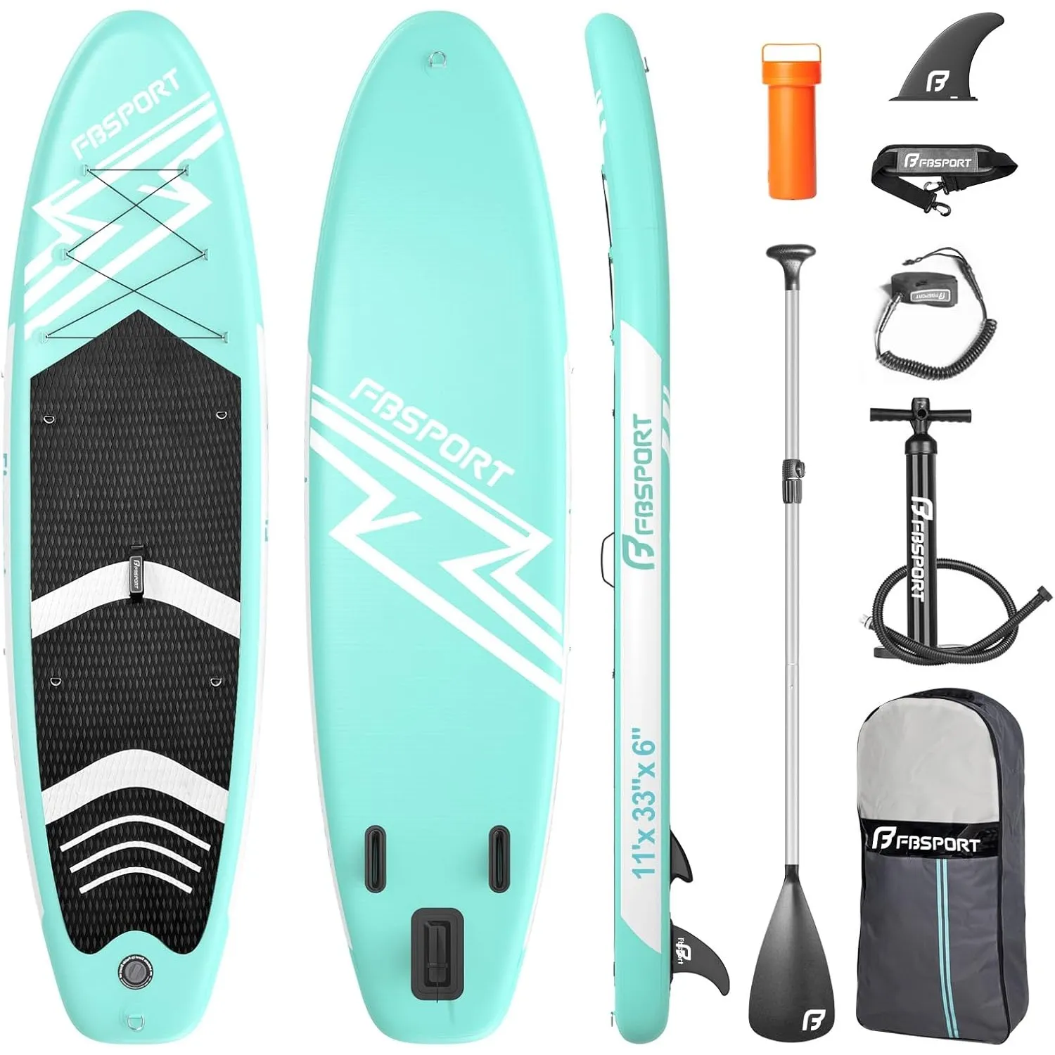 FBSPORT Aufblasbares SUP Board, Stand Up Paddling Board, Aufblasbare Stand Up Paddle Board für Stand-Up Paddling 15CM D…