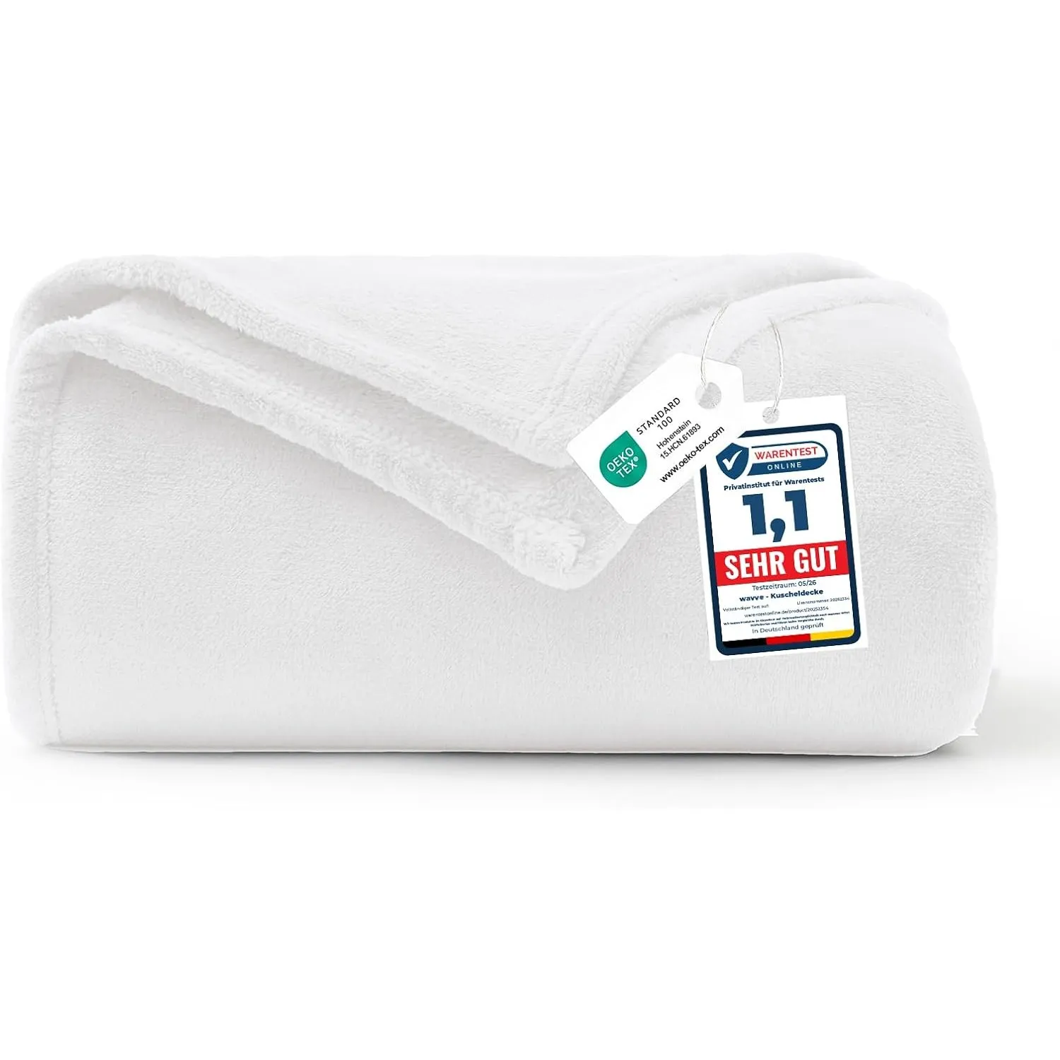 WAVVE Kuscheldecke Flauschig Decke Tagesdecke 150x200 - Sofadecke Weiß