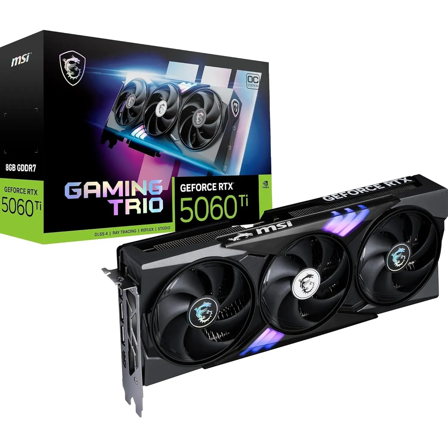 MSI GeForce RTX 5060 Ti 8G Gaming Trio OC - 8 GB GDDR7 (28Gbps/128-bit), PCIe 5, Boost: 2647 MHz, HDMI 2.1b, DisplayPor…