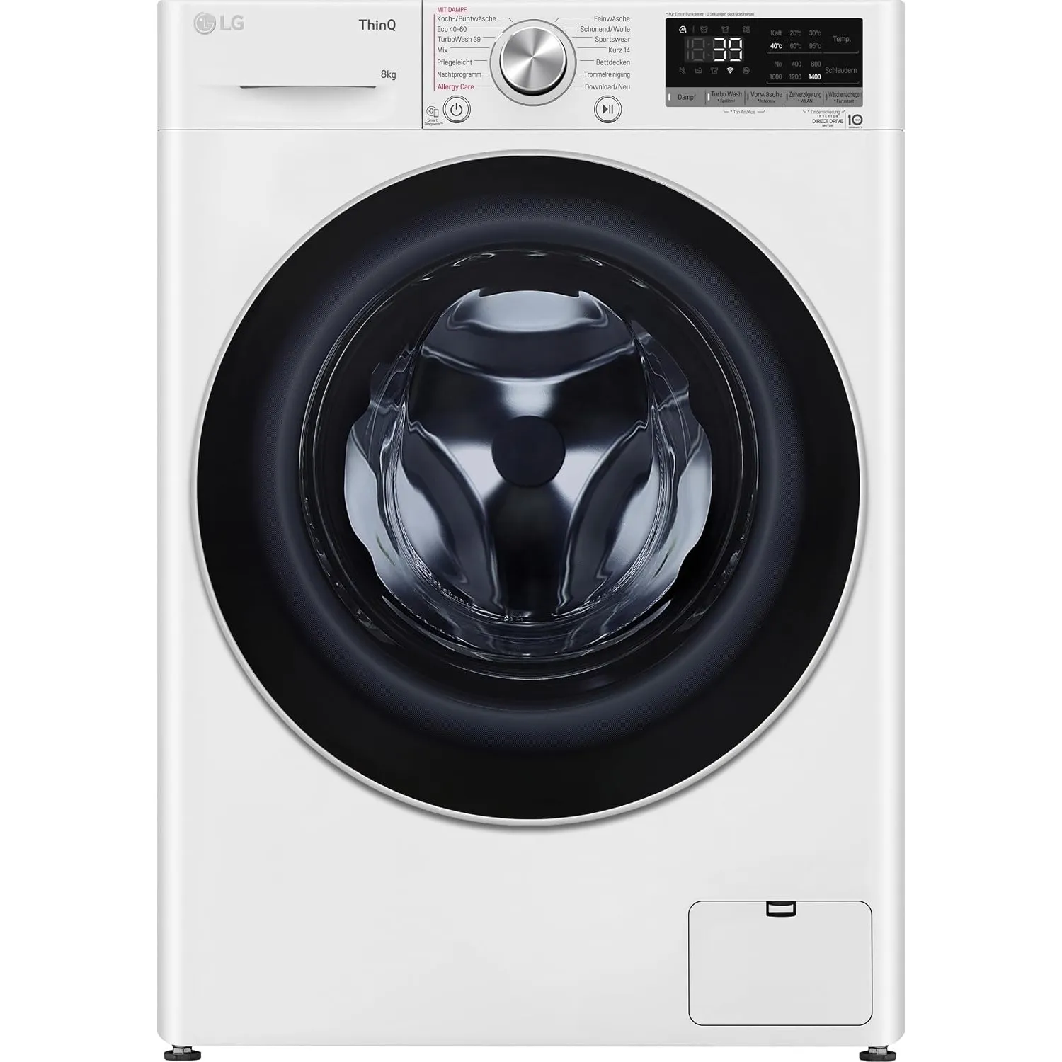LG F4WV708P1E Waschmaschine (8 kg, Energieklasse A, 1.400 U/Min.) mit AI DD, TurboWash 360°, Touchdisplay, reversive Tr…
