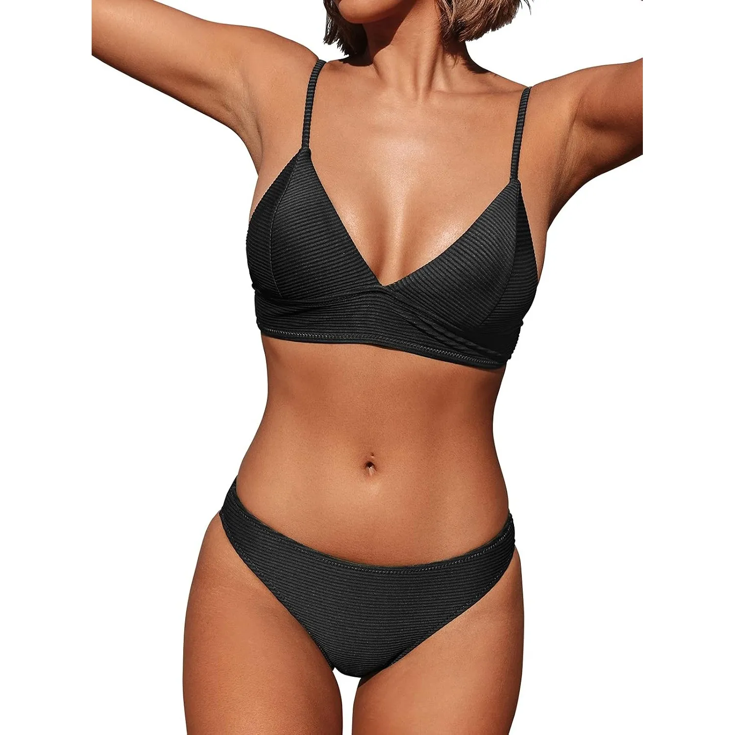 CUPSHE Bikini Damen Set High Waist Crossover Bustier Elegant Swimsuit