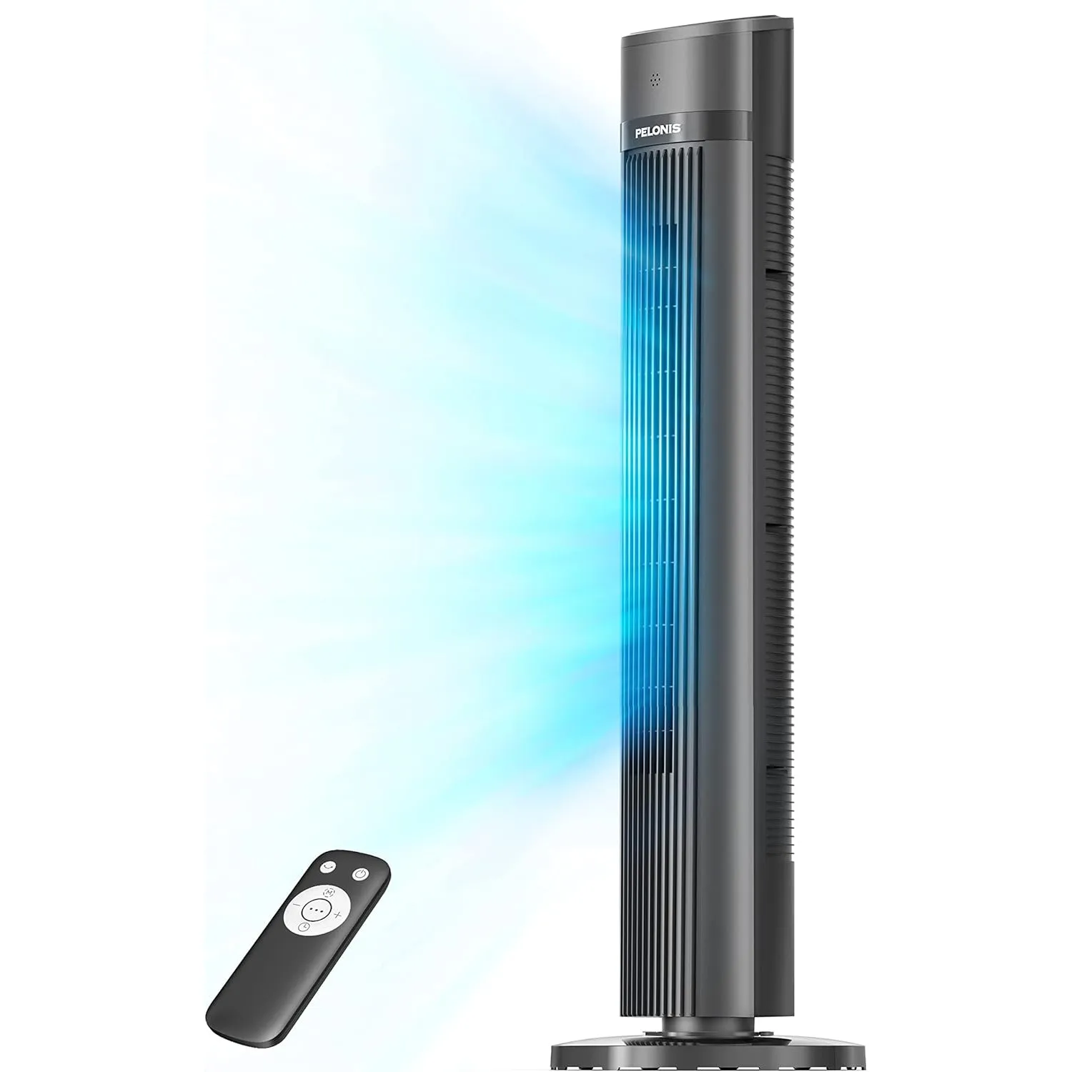Pelonis Leiser Turmventilator, 40 Zoll 102CM Ventilator mit Fernbedienung, 7m/s Tower Fan Standventilator mit 90° Oszil…